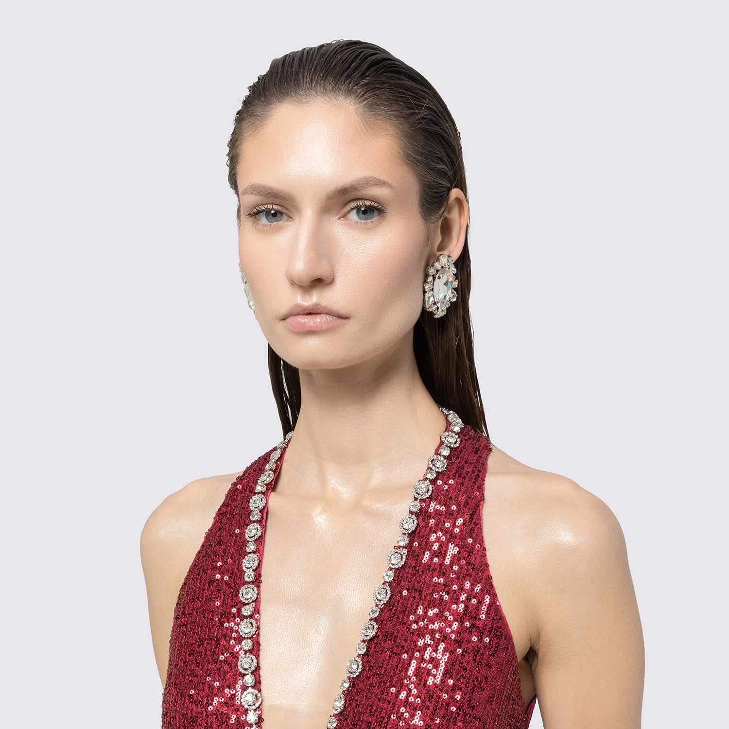 floral red prom dress Burgundy Sequin Mermaid Prom Dress One Shoulder 3D Floral Open Back  Cathedral Train