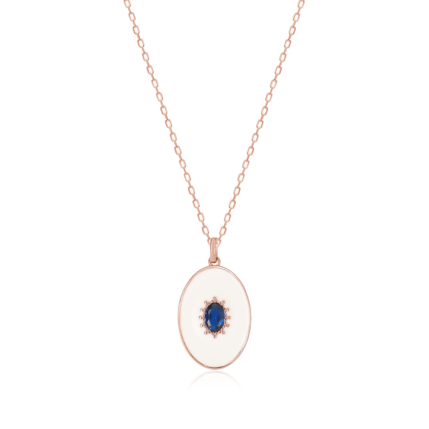 Women’s Rose Gold / White / Blue Plava Cloisonne Plated Silver Pendant Necklace With Cubic Zirconia Pia & Co.