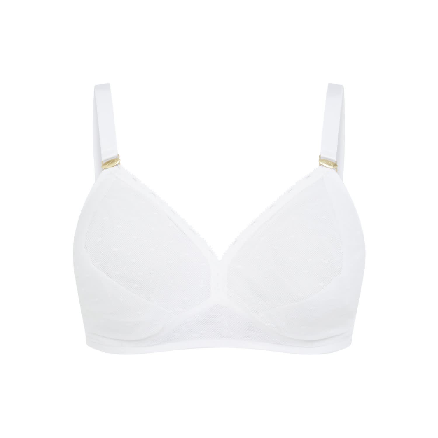 Lotus Recycled-Lace Fuller-Cup Soft Bralette - Glacier White, Peachaus