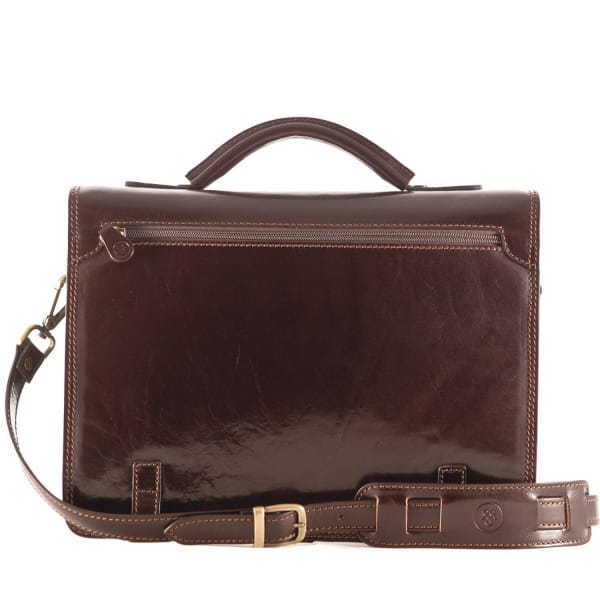 MAXWELL SCOTT BAGS Luxury Italian Leather Men's Business Satchel Briefcase Battista Dark Chocolate Brown