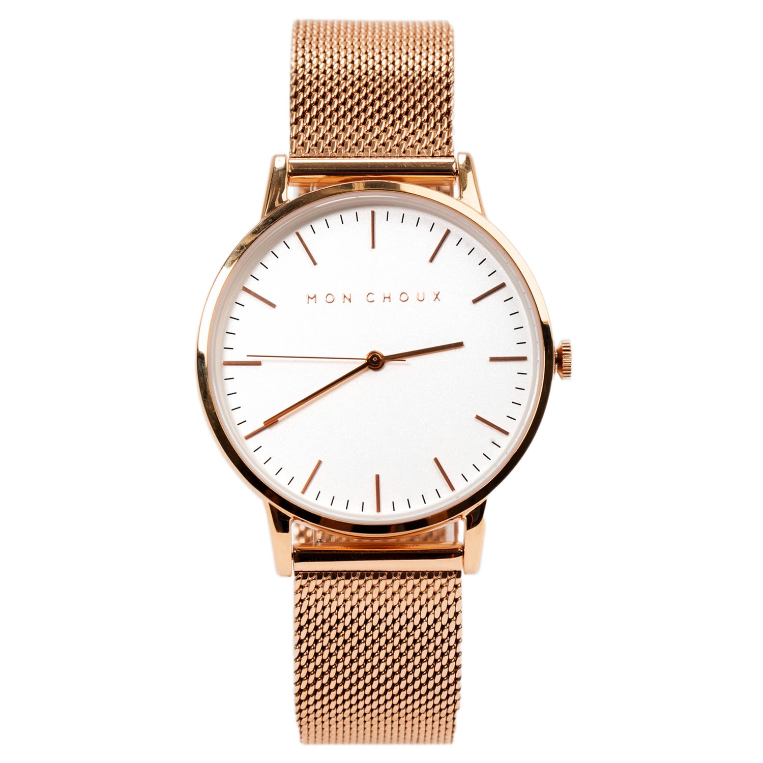 Women’s White / Rose Gold Classic White Rose Gold Watch In Mesh One Size Mon Choux