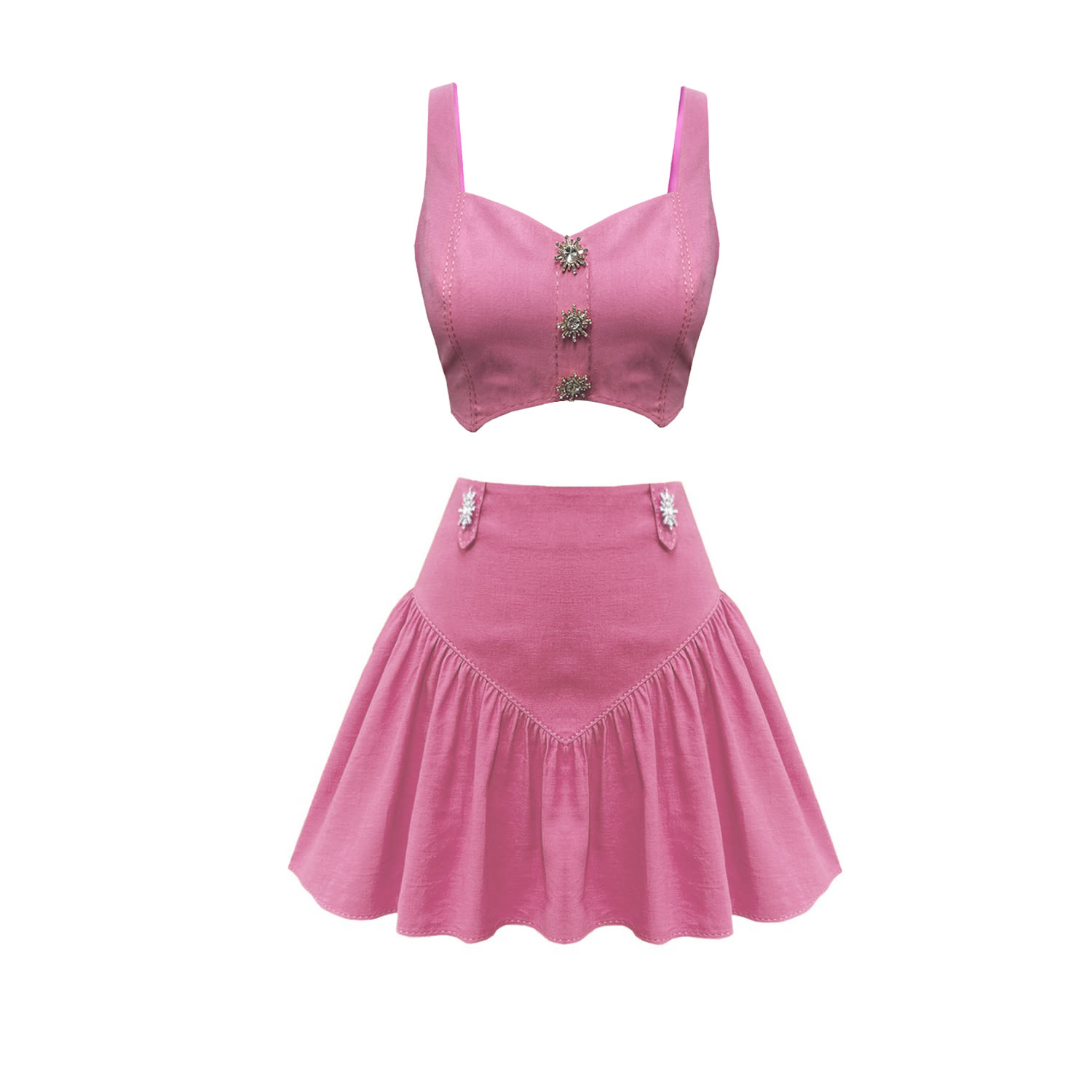 Copurs Pink / Purple Victoria Top & Yuki Skirt Set - Pink In Pink/purple