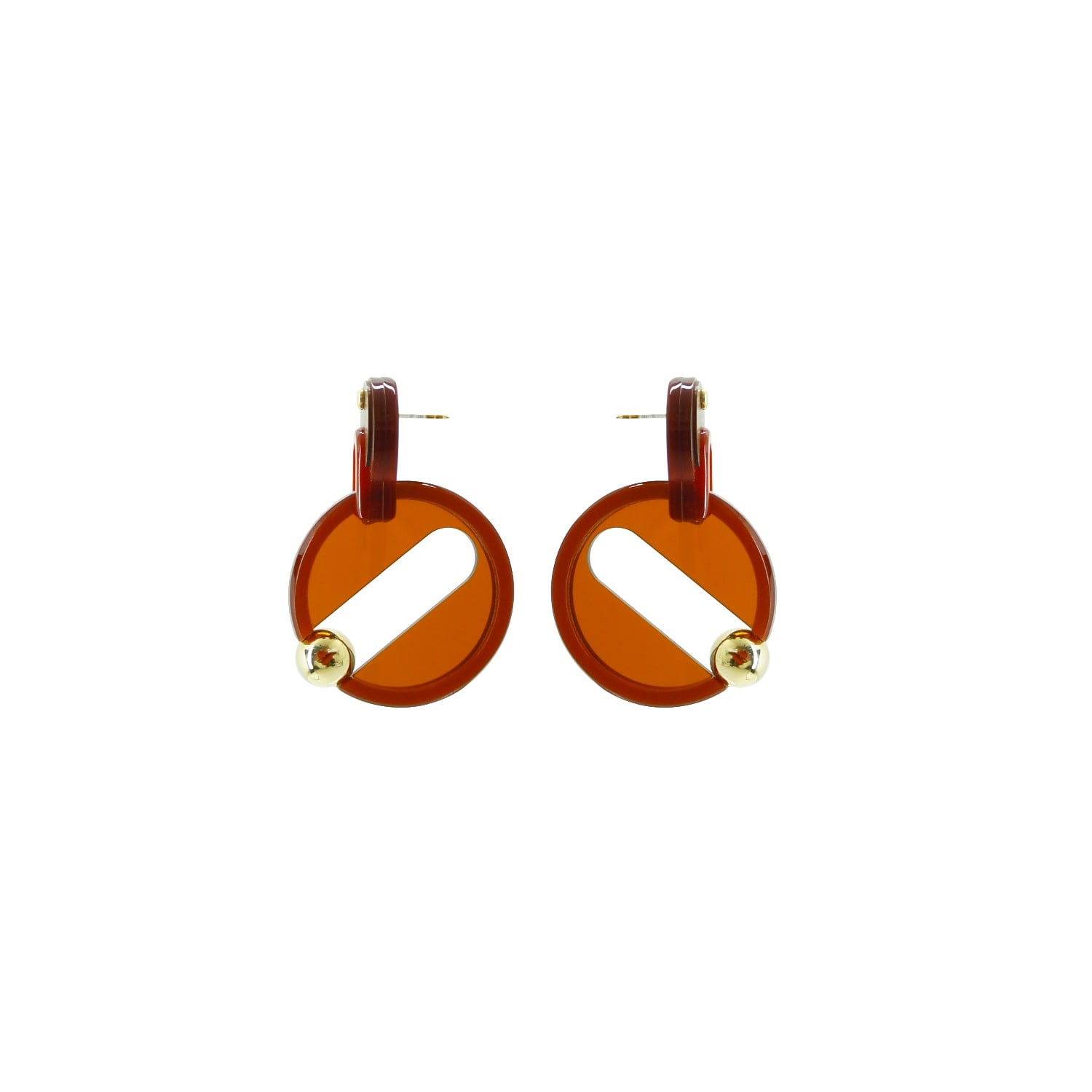 Women's Brown Handmade Acrylic Earring Slope Amber | Gissa Bicalho