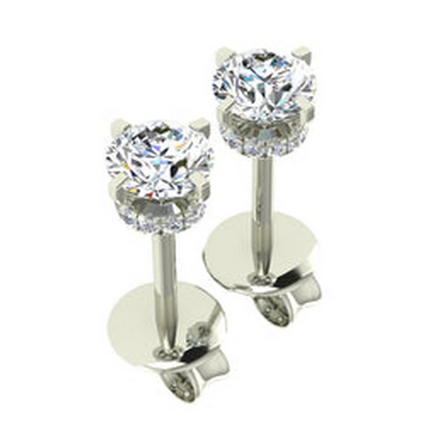 Women’s White Gold Solitaire Diamond Earrings With Hidden Halo Cervin Blanc