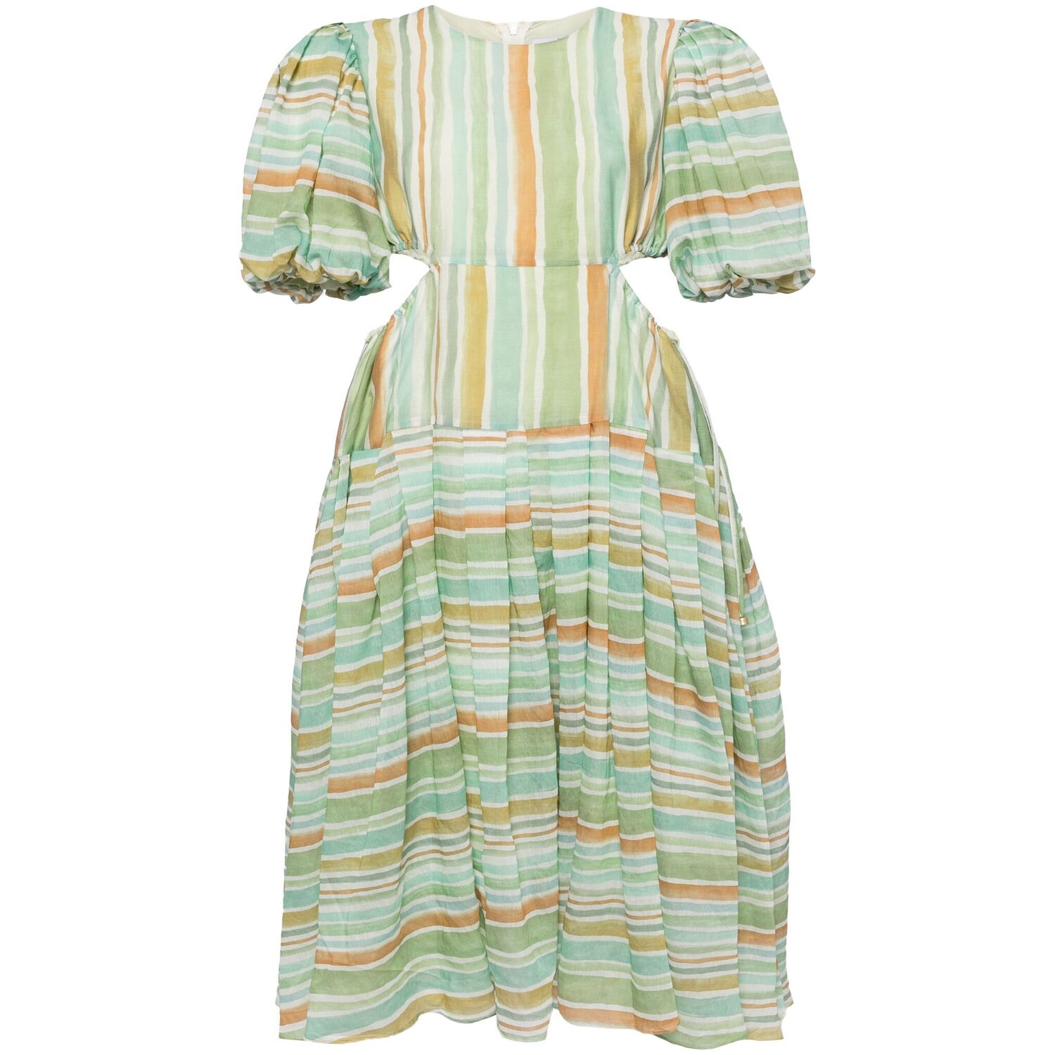 We Are Kindred Women's Kamil Puff Sleeve Midi Dress-orange Lime In Green/orange
