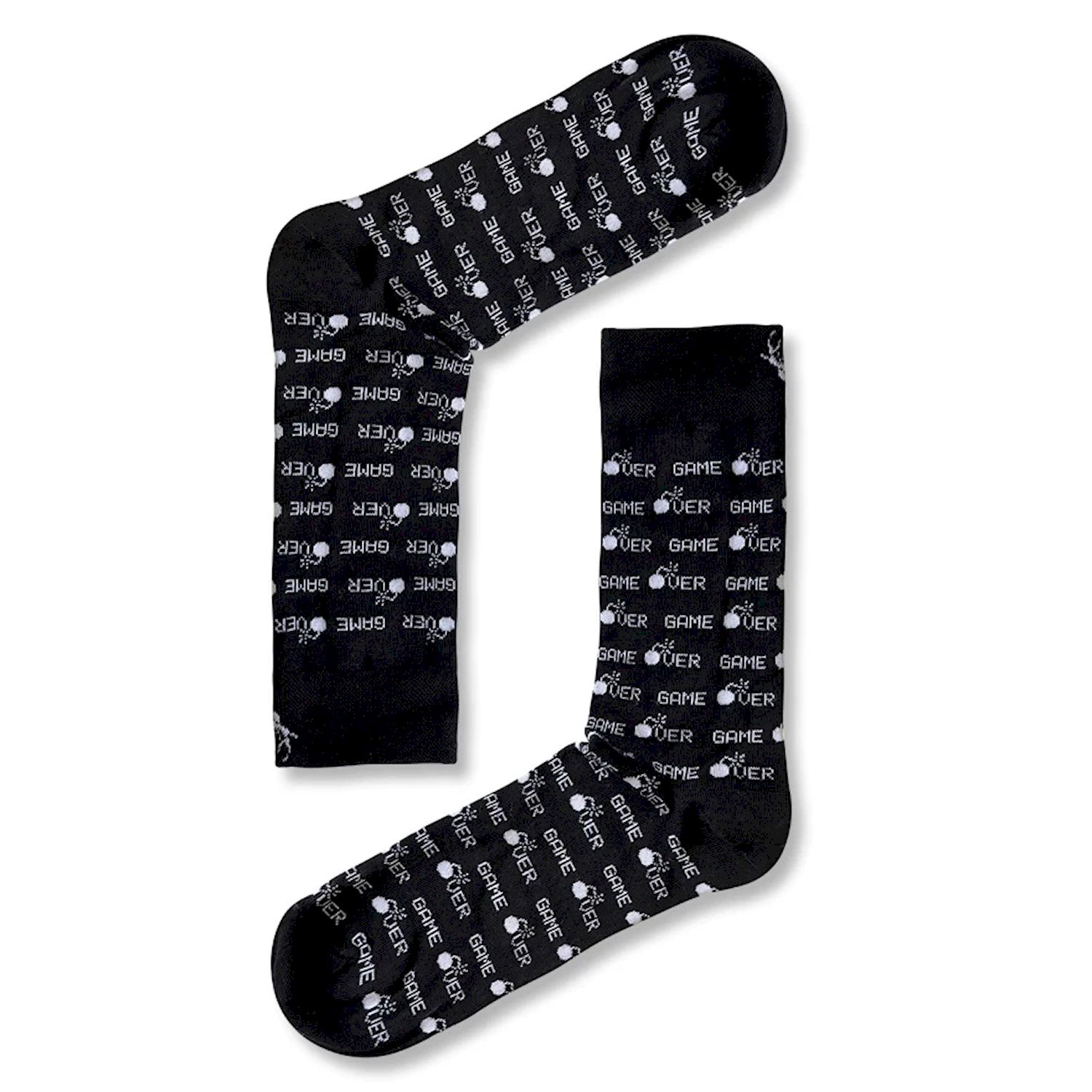 Aloha From Deer Women's Black / White Game Over Cotton Socks In Multi