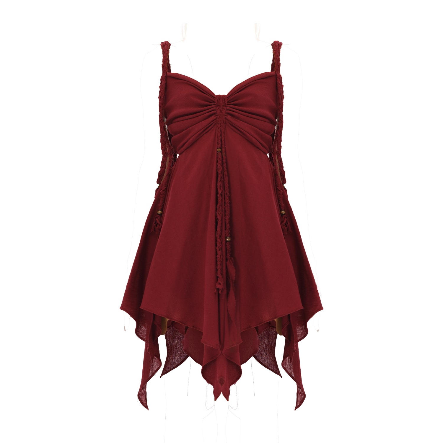Zhenabia Women's Ninsun Dress Red - Boho Mini Dress In Red