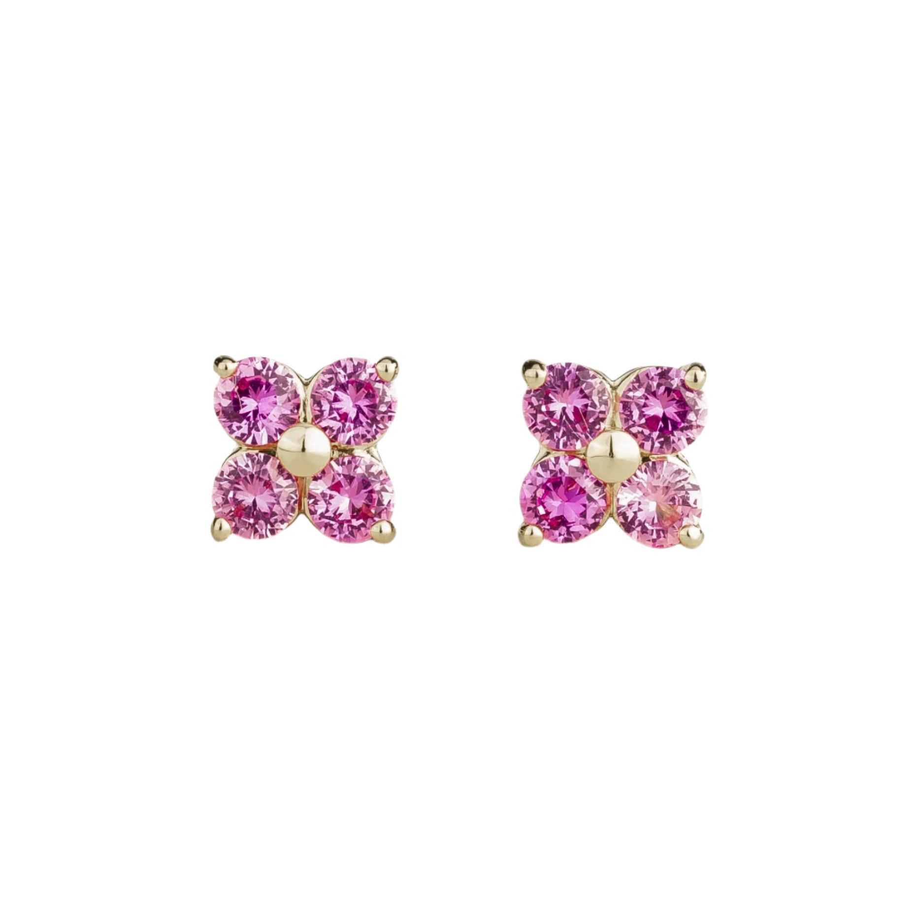 Juvetti Women's Pink / Purple / White Petale White Gold Earrings Set With Pink Sapphires