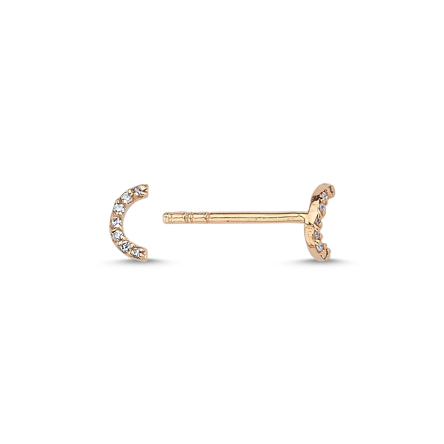 Ecce | Artisan Diamonds Women's Single 14k Rose Gold Tiny Diamond Crescent Earring In Gold