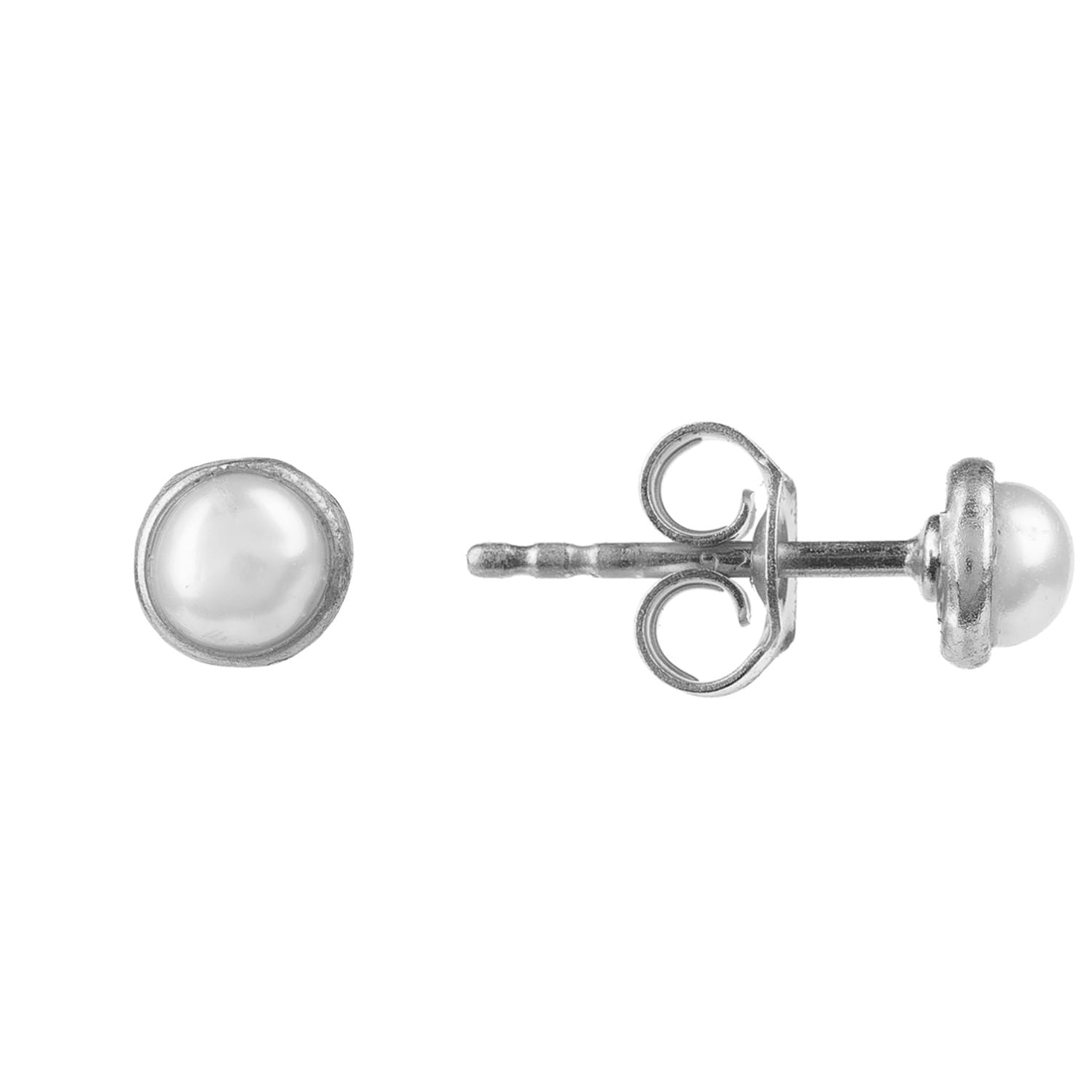 Gold / White Mens Single Gemstone Stud Earring Pearl Silver | Latelita