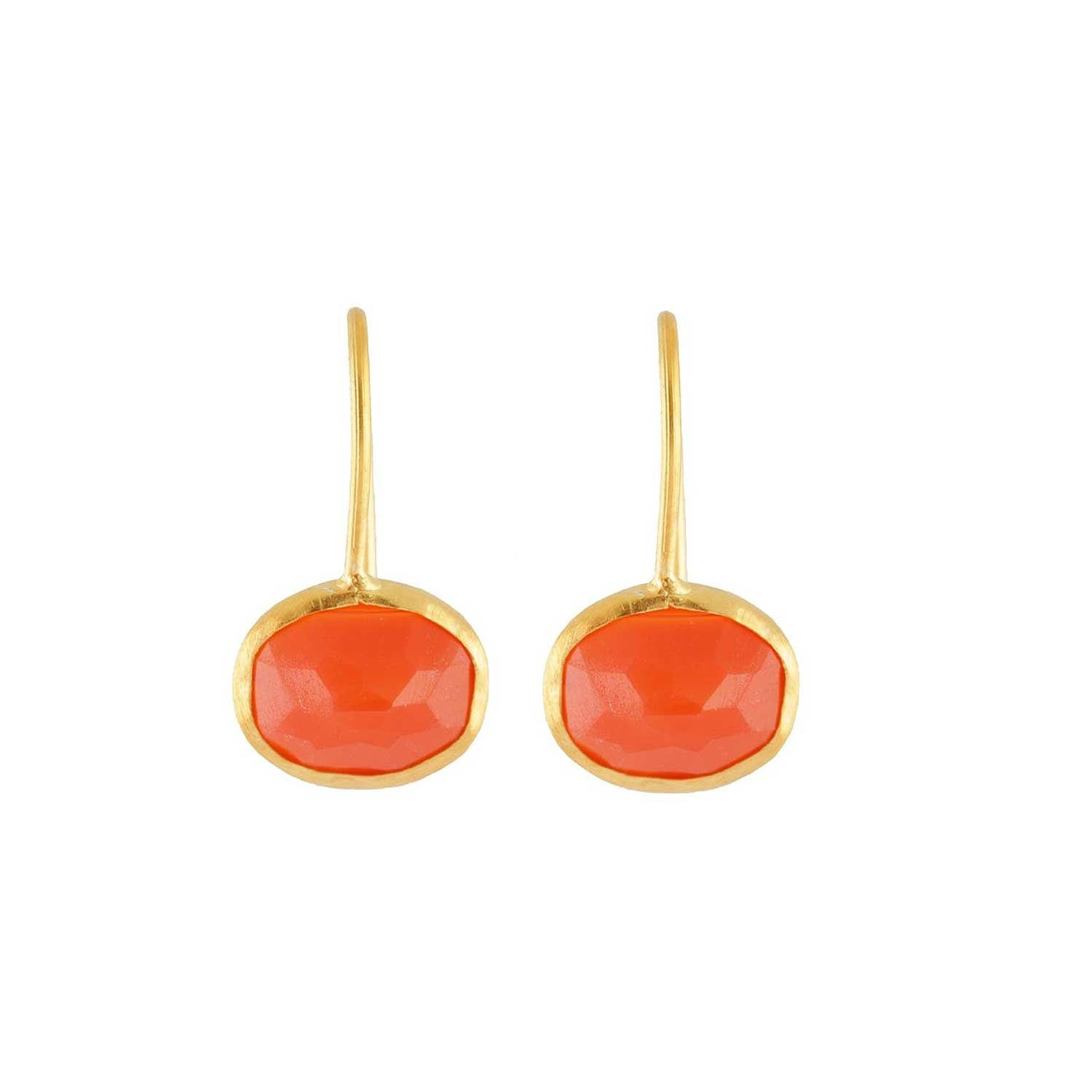 Opium Jewels Women's Gold / Yellow / Orange Oval Drops - Carnelian