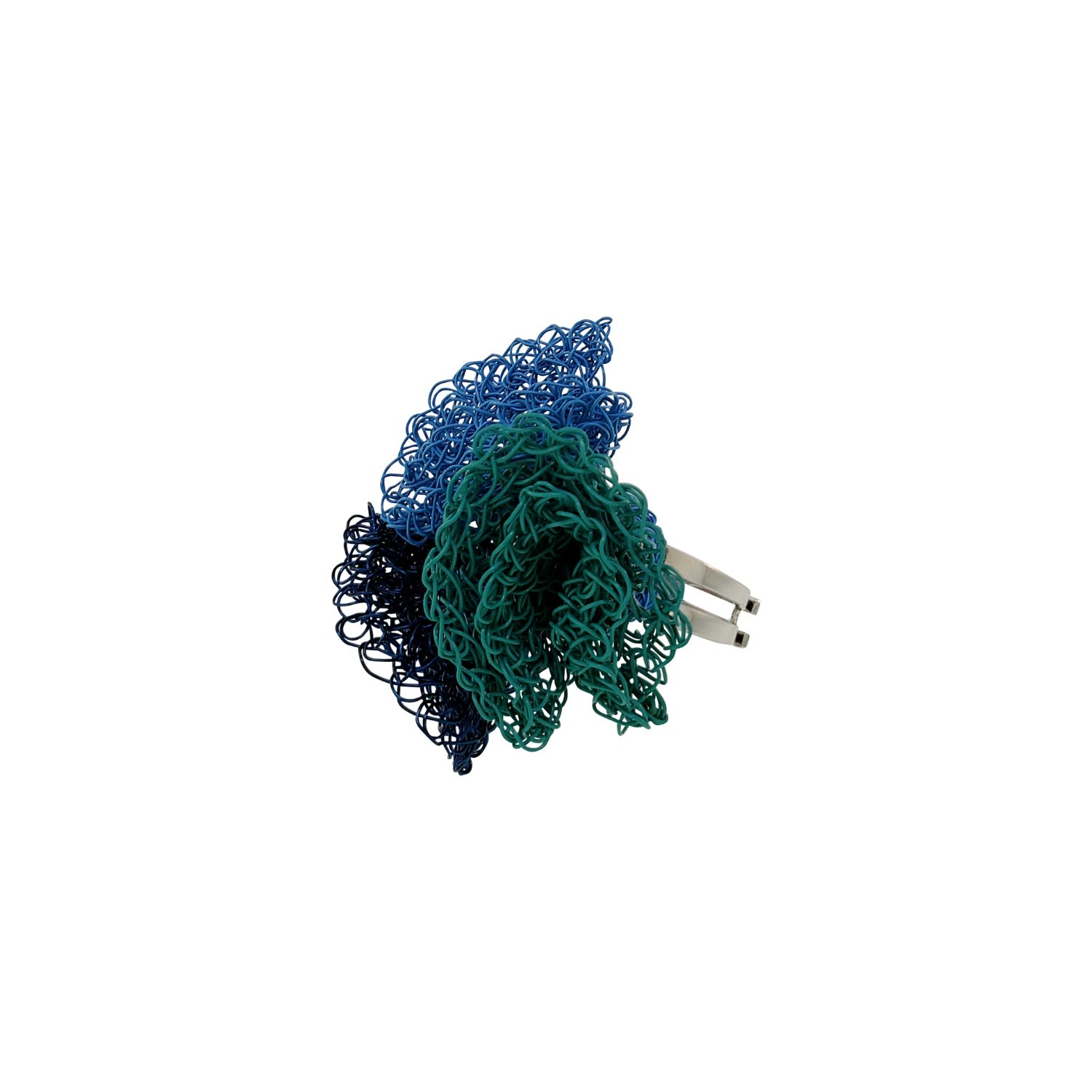 Women’s Blue / Green / Silver Ocean Blue Mix Reef Trio Handmade Crochet Ring Lavish by Tricia Milaneze