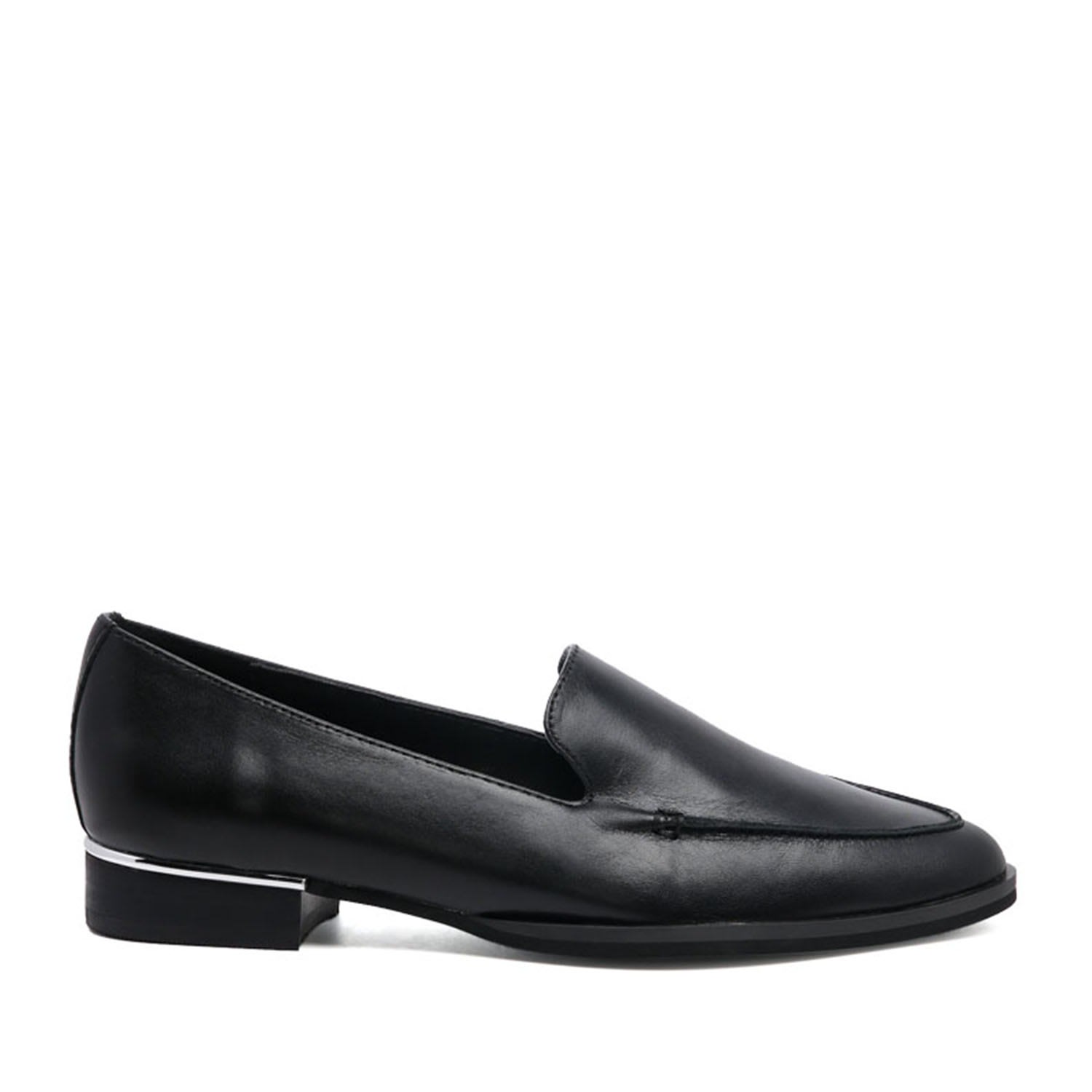 Women’s Anna Black Leather Slip-On Loafers 7 Uk Rag & Co.