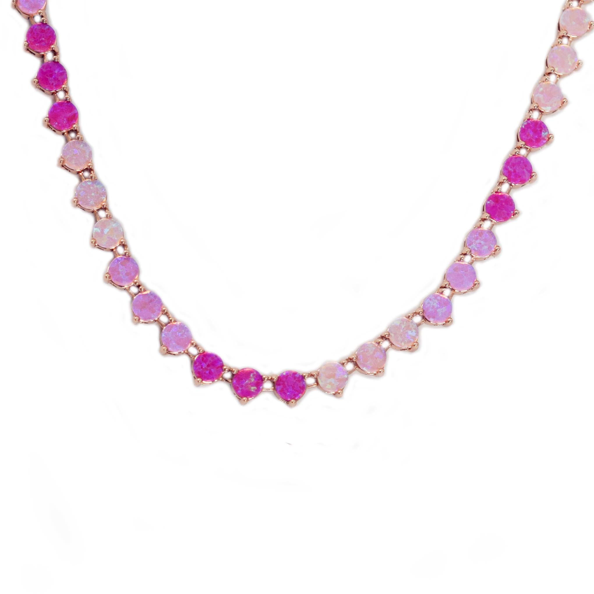 La Kaiser Women's Rose Gold Pink Firefly Tennis Necklace