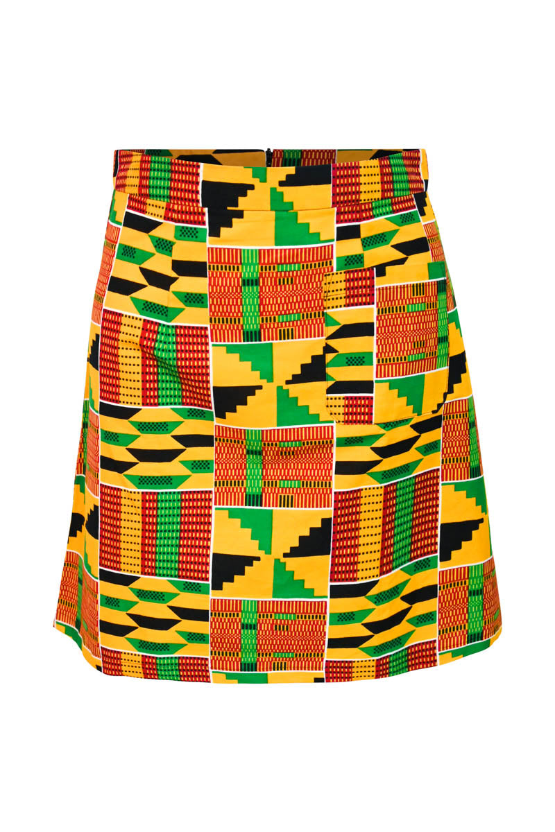 Nubia Mini Skirt - Yellow Kente Extra Small Oliveankara