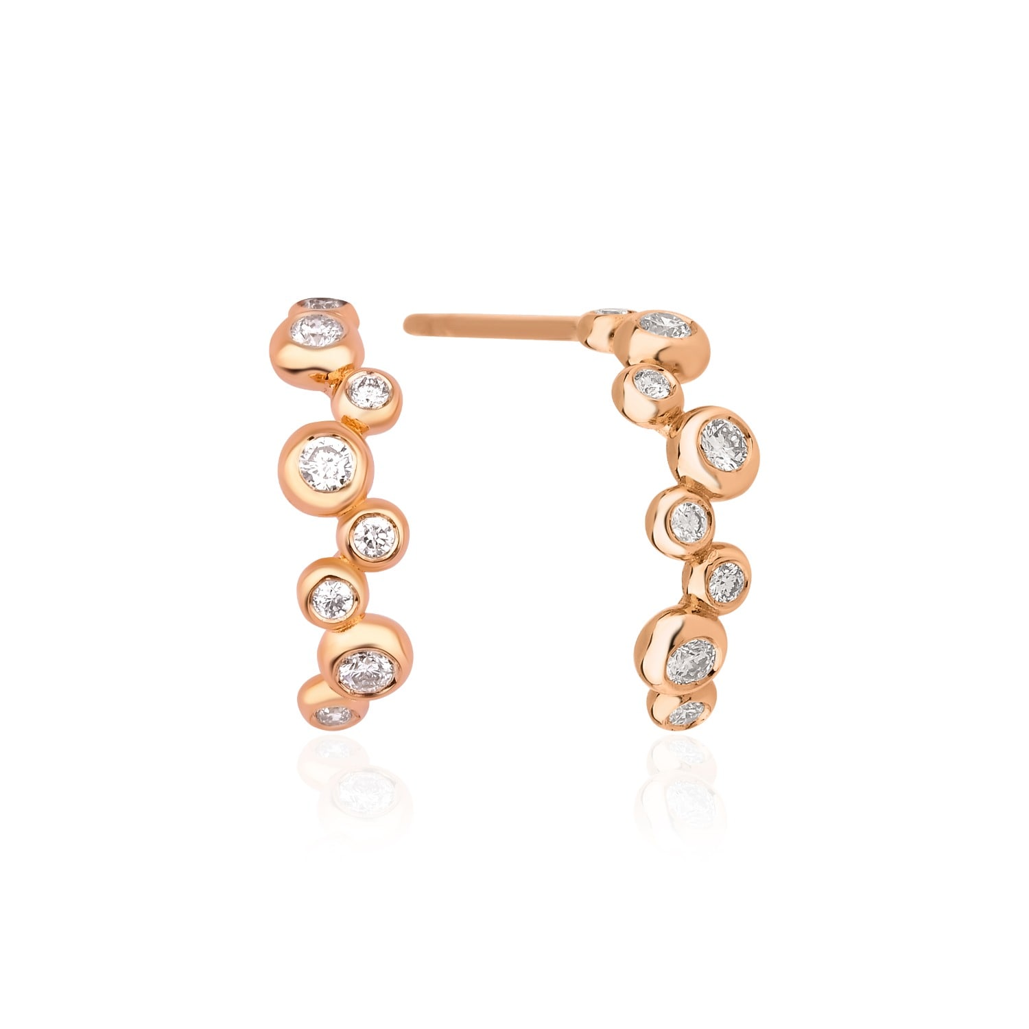 Melez Mini Atelier Women's Gold / Rose Gold / White Bubble Earrings - Solid Rose Gold With Diamonds