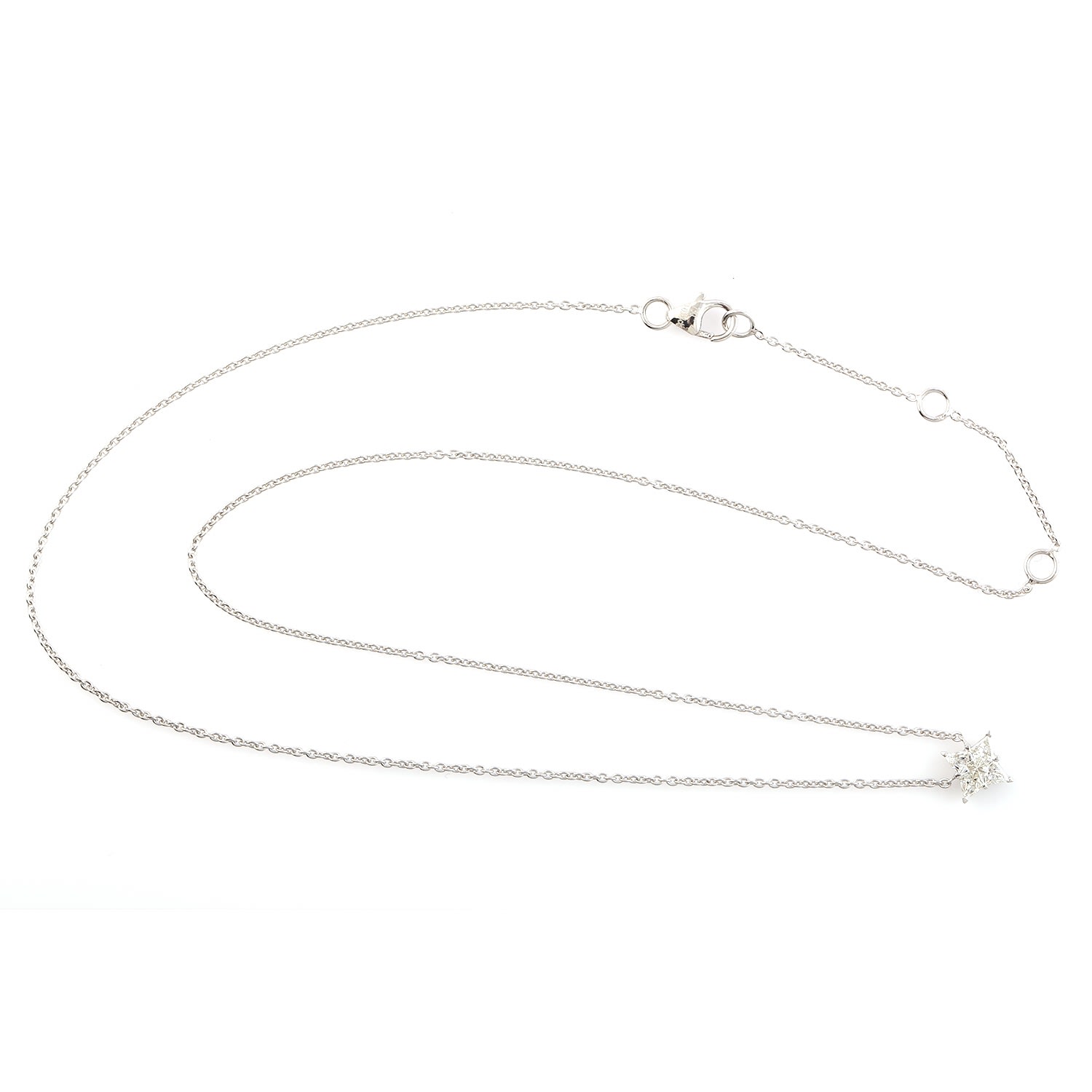 Artisan Women's 18k White Gold Rose-cut Diamond Star Necklace In Metallic