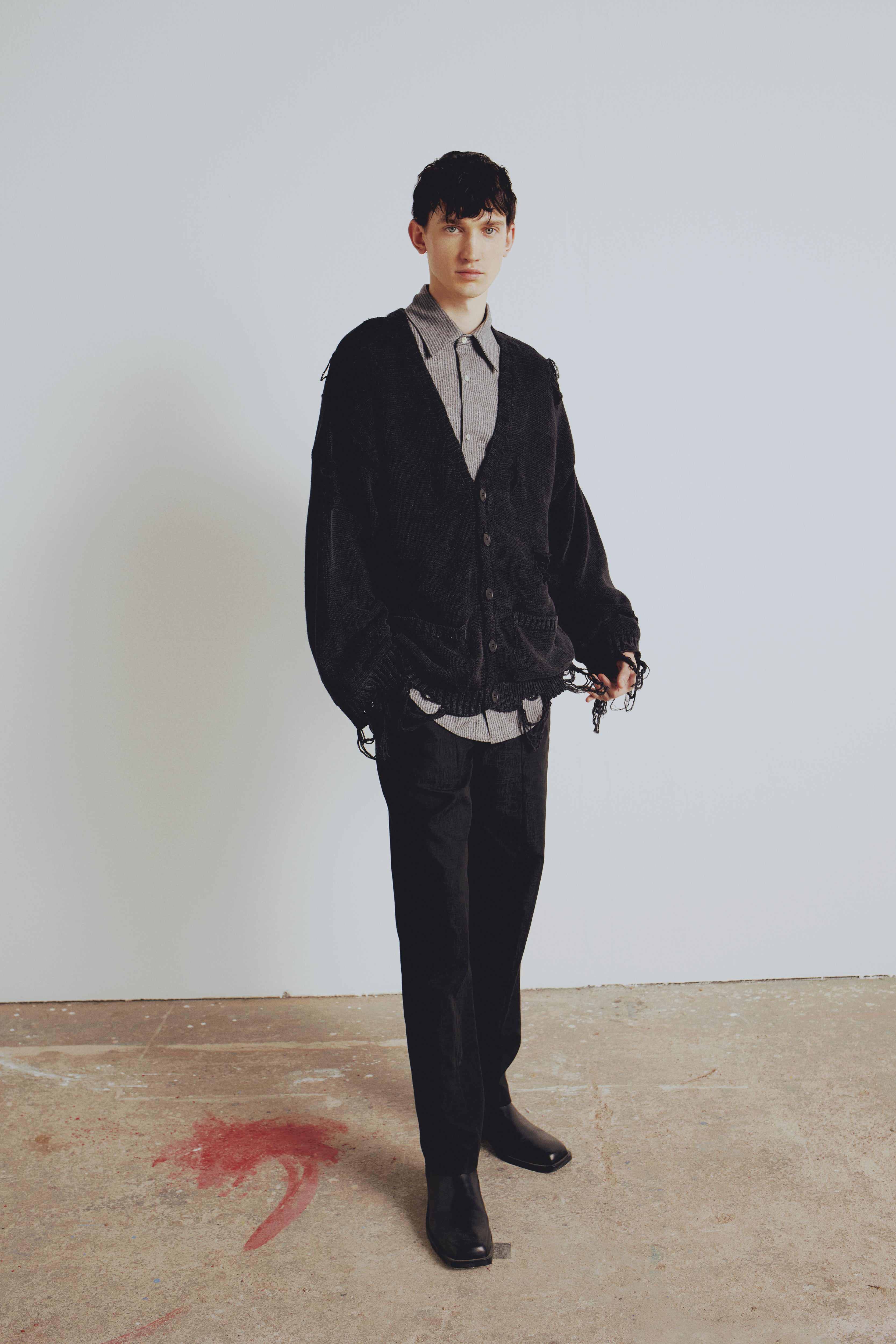 Your Itch Ripped Knit Cardigan - Jet Black | PCFG | Wolf & Badger
