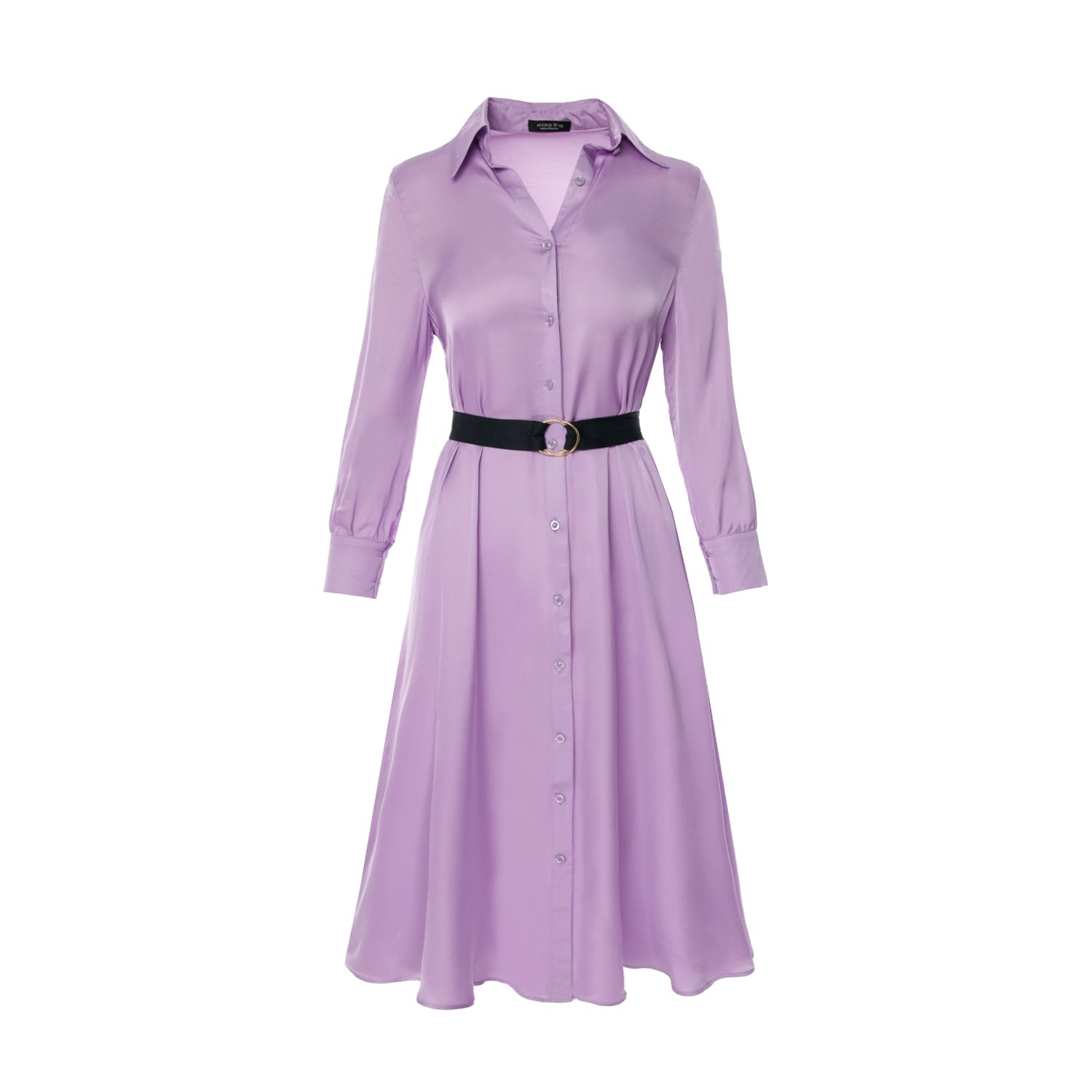 Women’s Pink / Purple Midi Shirt Dress With Leather Belt Extra Small Avenue no.29