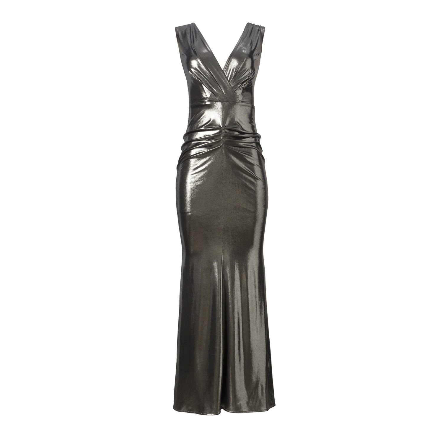 Lita Couture Women's Silver All Eyes On You Metallic Jersey Gown In Silver