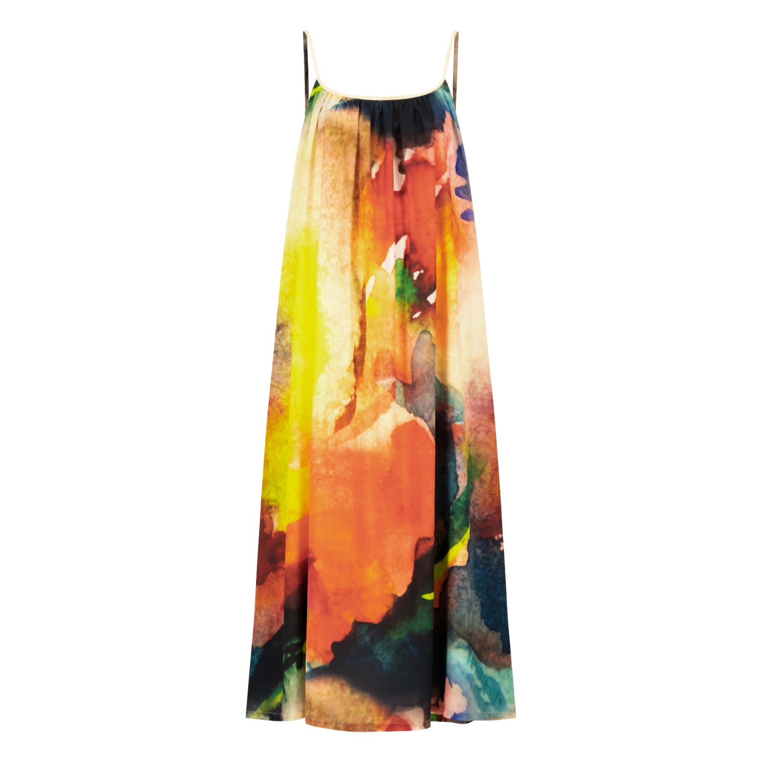 Dhara Sheth Dubai Women's Enigma Abstract Print Maxi Swing Slip Dress Made With Natural Fabric