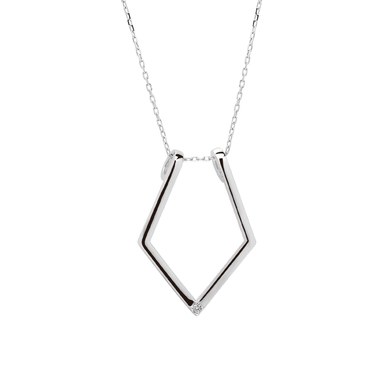 Spero London Women's Fine Diamond Rhombus Ring Holder Necklace In Sterling Silver - Silver In Silver