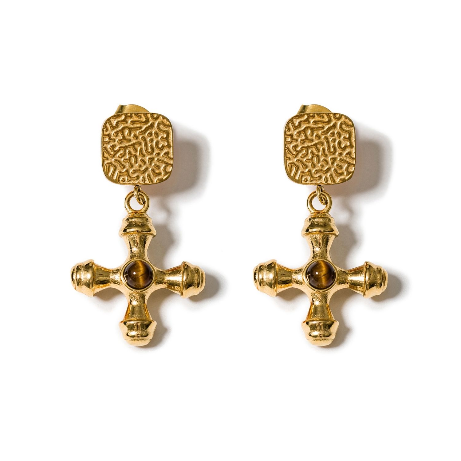 Kybele Studio Women's Brown Byzantine Earrings In Tiger Eye