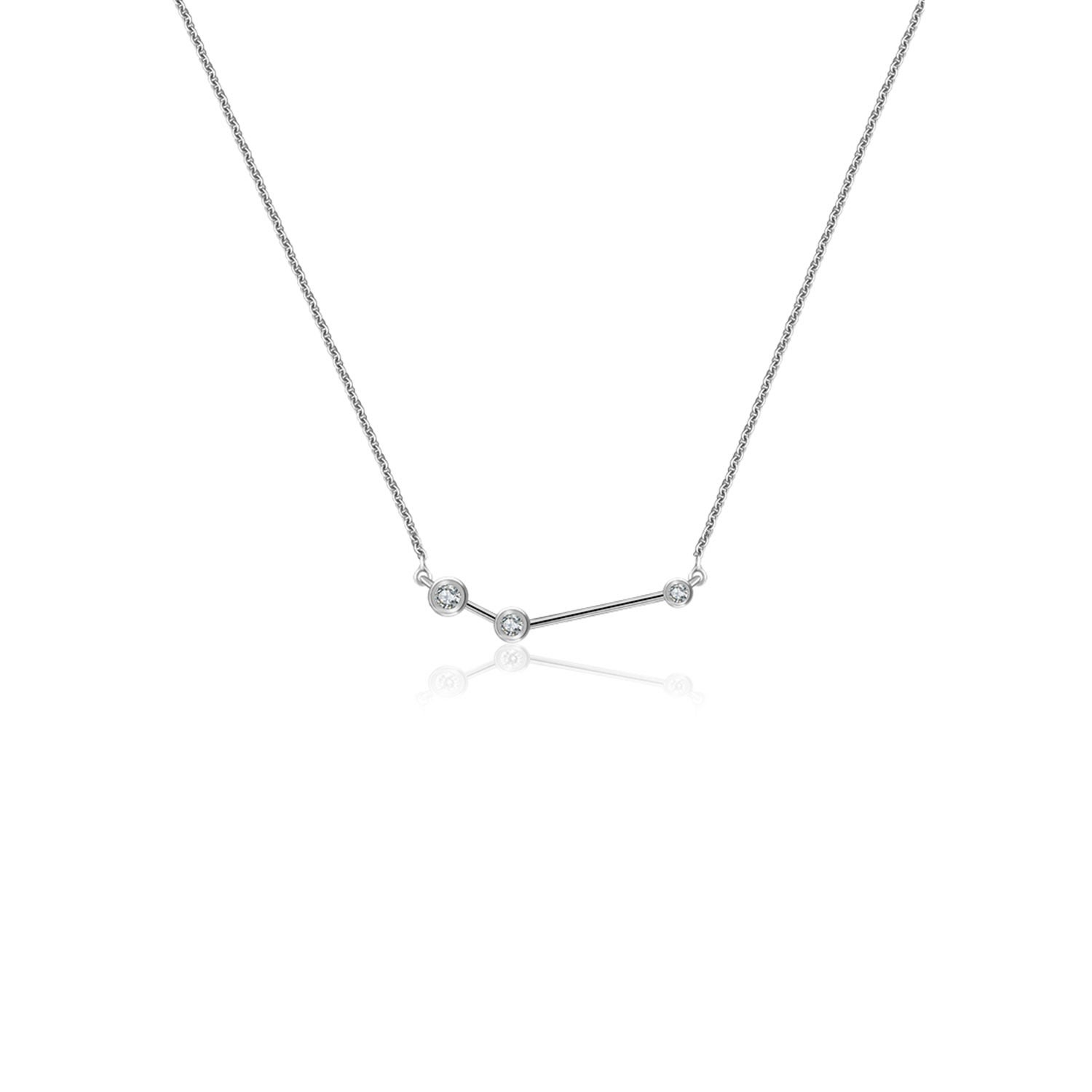 Women’s Aries Zodiac Constellation Necklace White Gold & Diamond Genevieve Collection