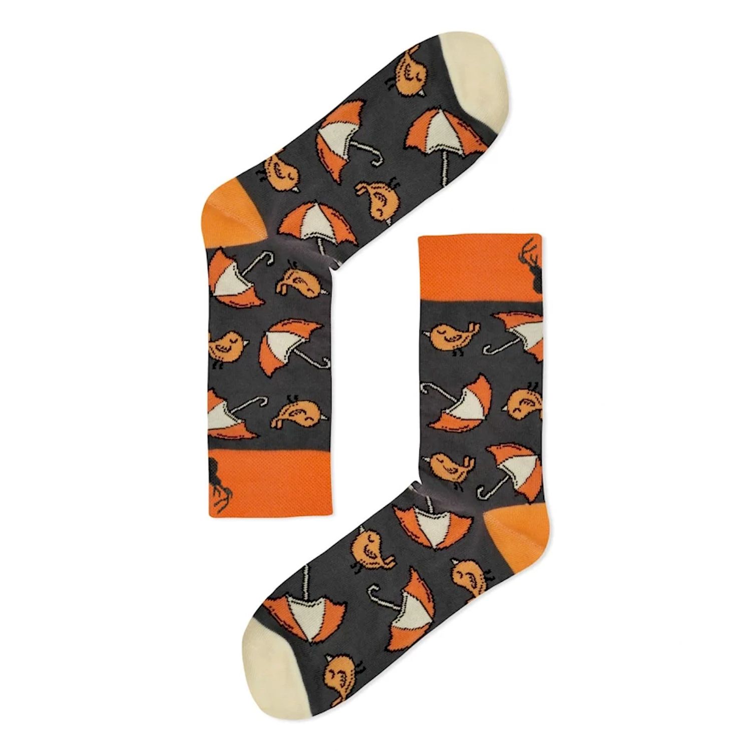 Aloha From Deer Women's Grey / Orange Umbrellas Cotton Socks In Multi