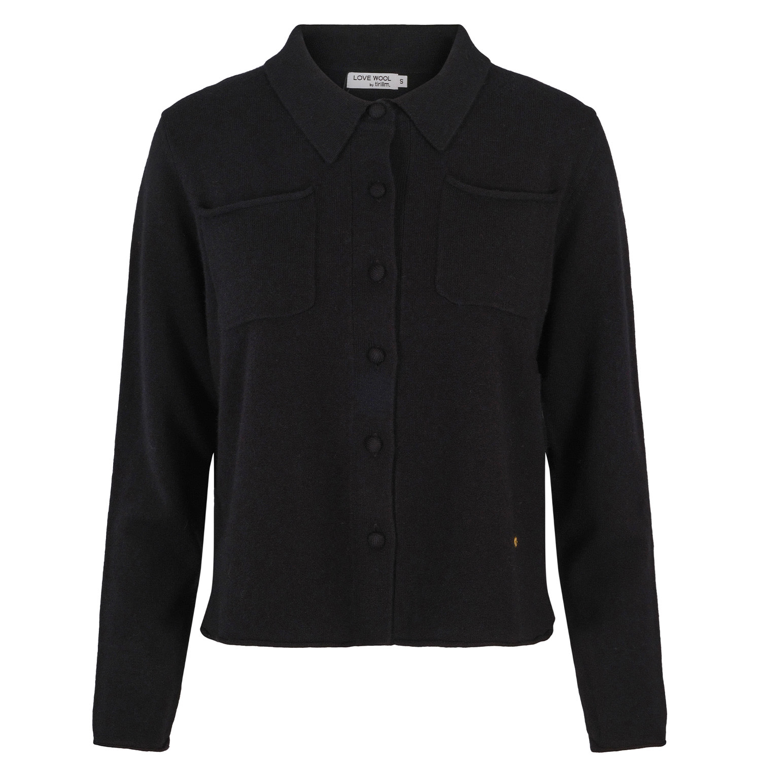 Tirillm Women's Green Nadine Short Cardigan With Collar And Pockets, Black In Green