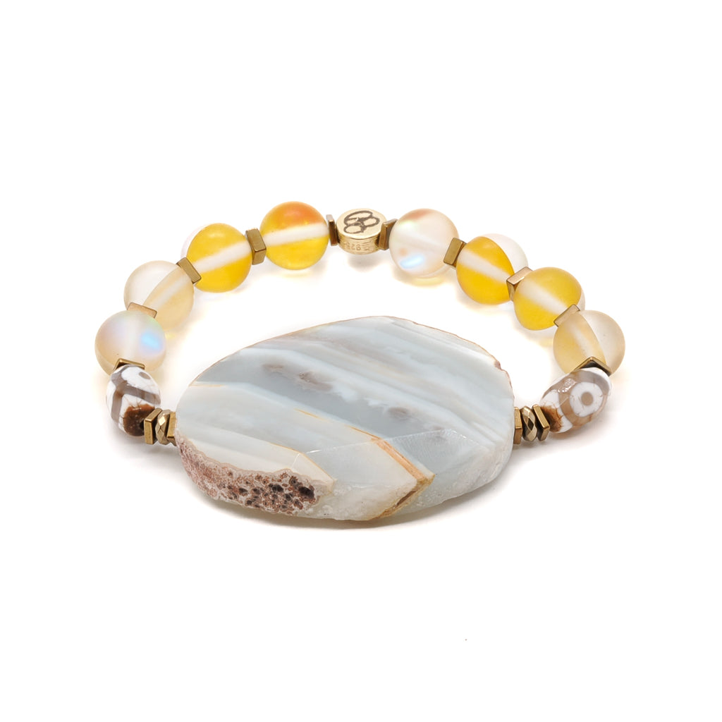 Women’s Grey / Yellow / Orange Yellow Chunky Agate Bracelet Ebru Jewelry