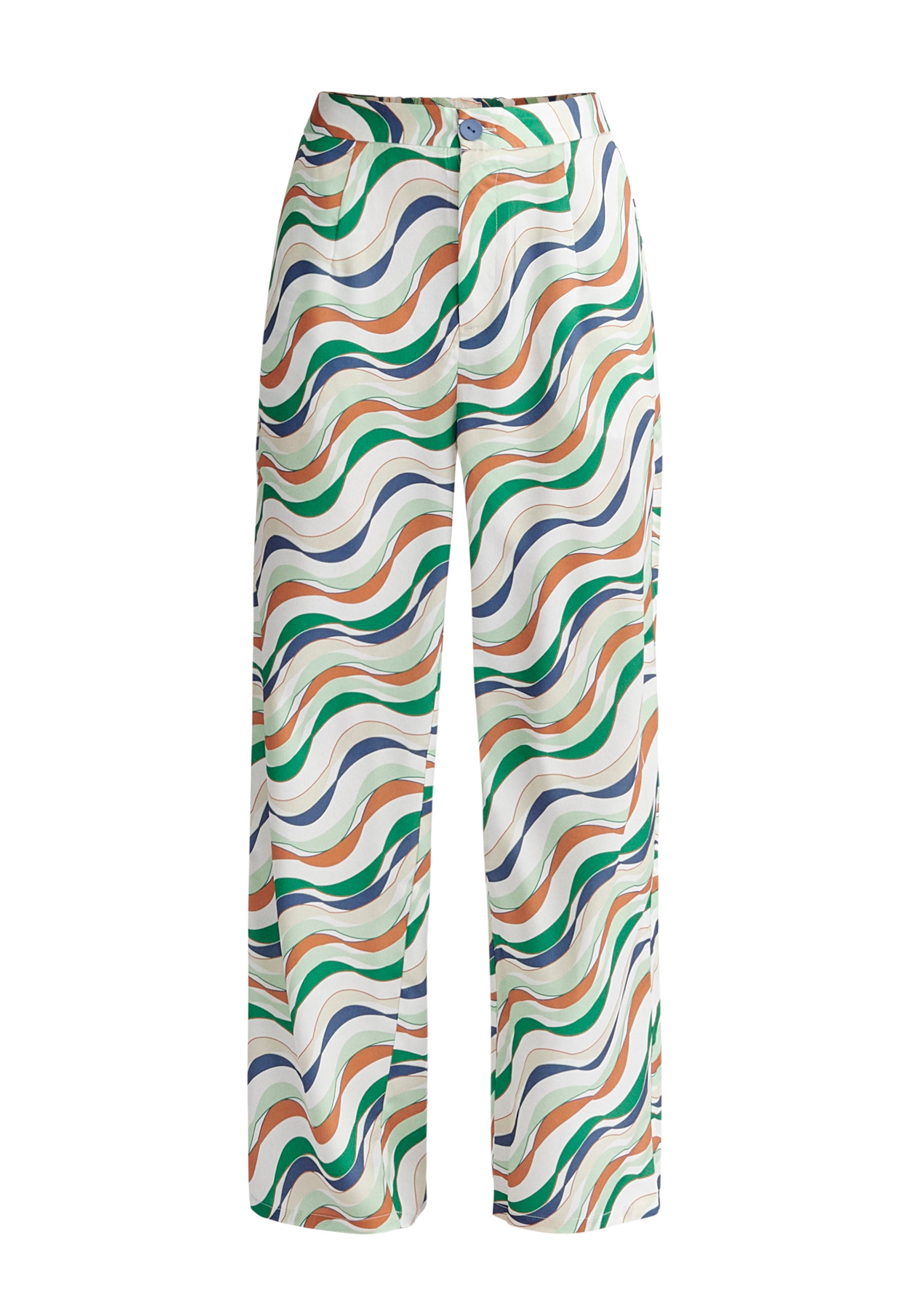 Women’s Wave Print Multicolour Trousers - Green Extra Large Paisie