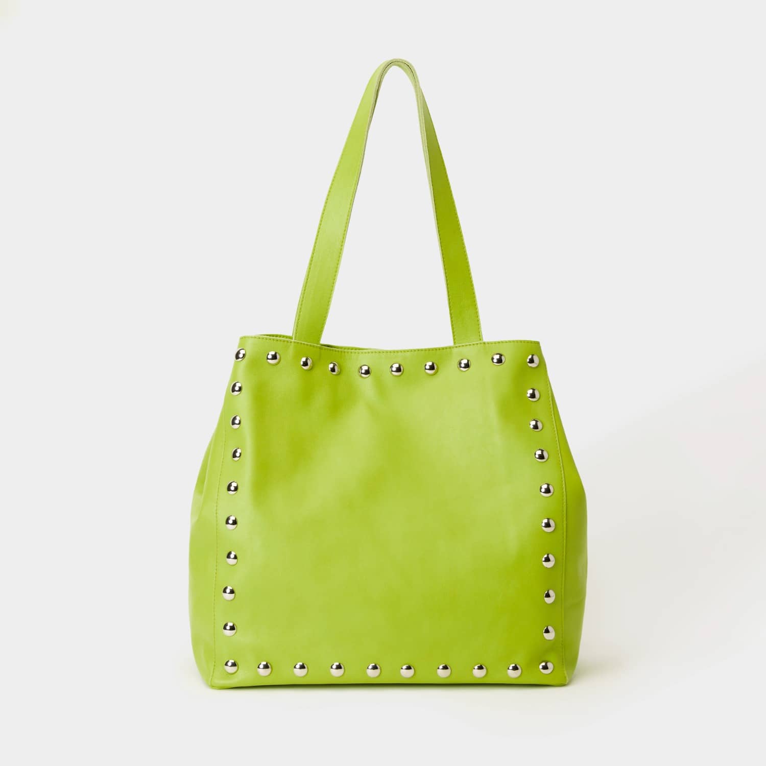 Lime Green Studded Leather Tote Bag | JUAN-JO | Wolf & Badger