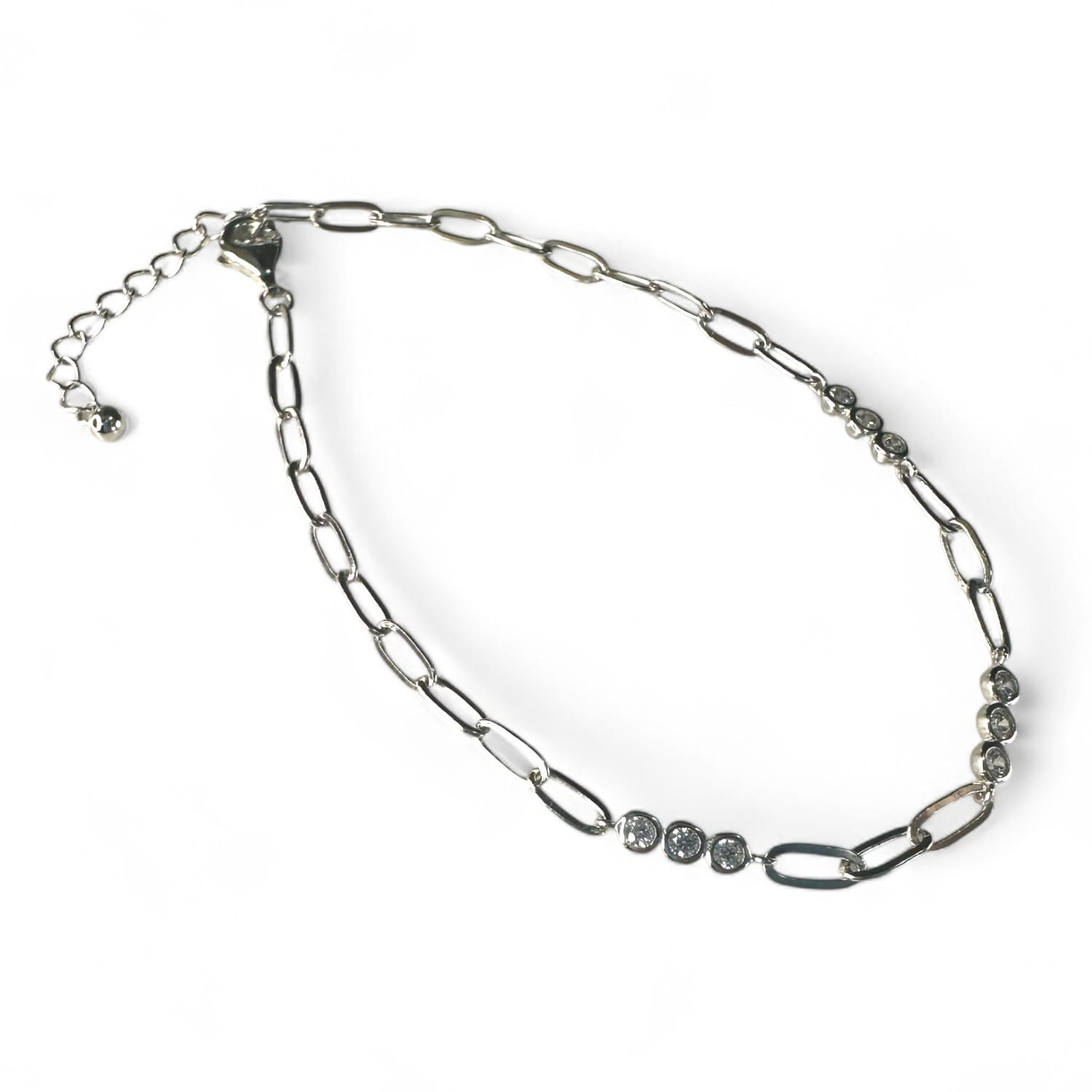 Clemence Wren Women's Triple White Gemstone Bracelet Chain Silver