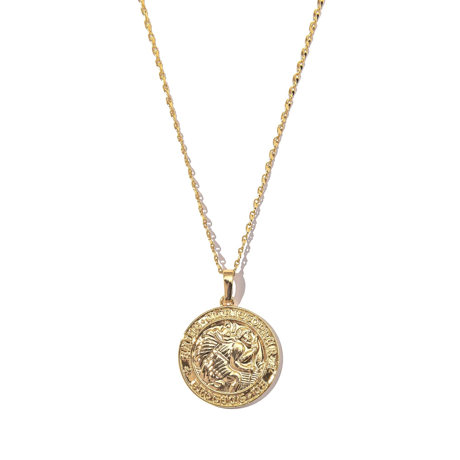 Women’s Gold Filled Saint Christopher Medallion Pendant Necklace The Essential Jewels