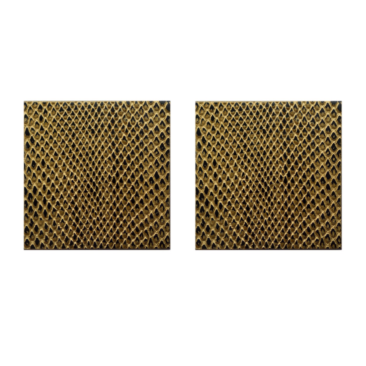 Posh Trading Company Set Of Two Coasters - Faux Boa Gold In Green