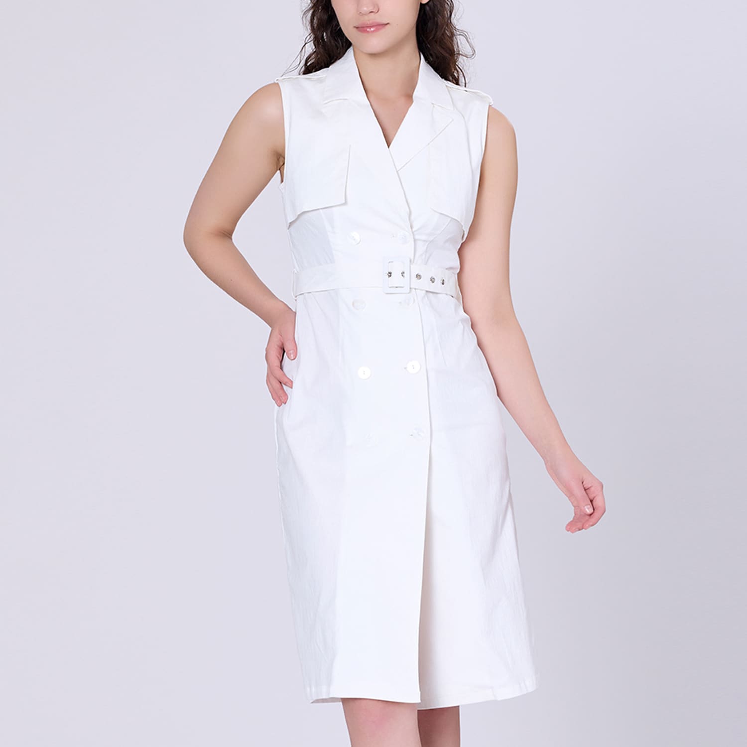 【タグ付き新品未使用】Sleeveless Twill Trench Dress Cotton Trench Sheath Dress | Michael Kors [US]