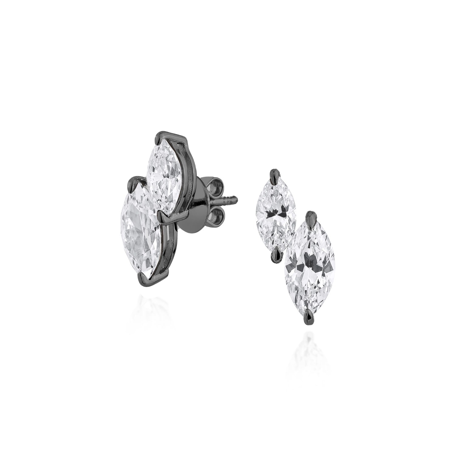 Sally Skoufis Women's Black / White Renaissance Stud Earrings With Man Made White Cz Diamond Stimulant In Premium  In Multi
