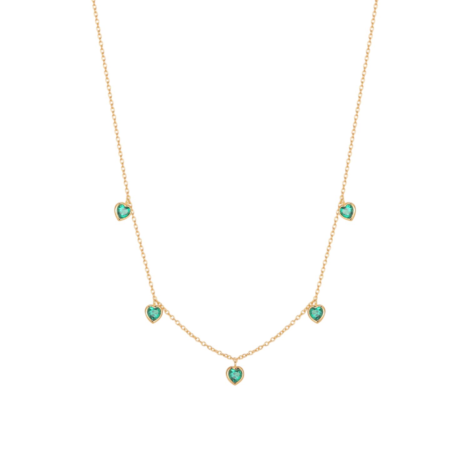Vanchi Women's Gold / Green Thea Green Heart Pendant Gold Necklace In Multi