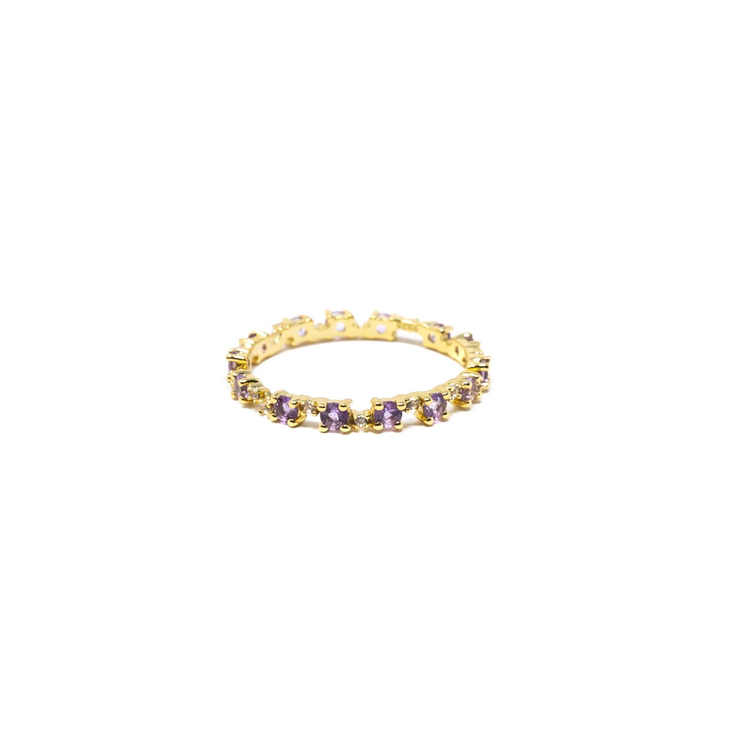Nasi Silver Women's Yellow / White Nobody's Perfect Eternity Ring- Amethyst & White Topaz Gold In Gold