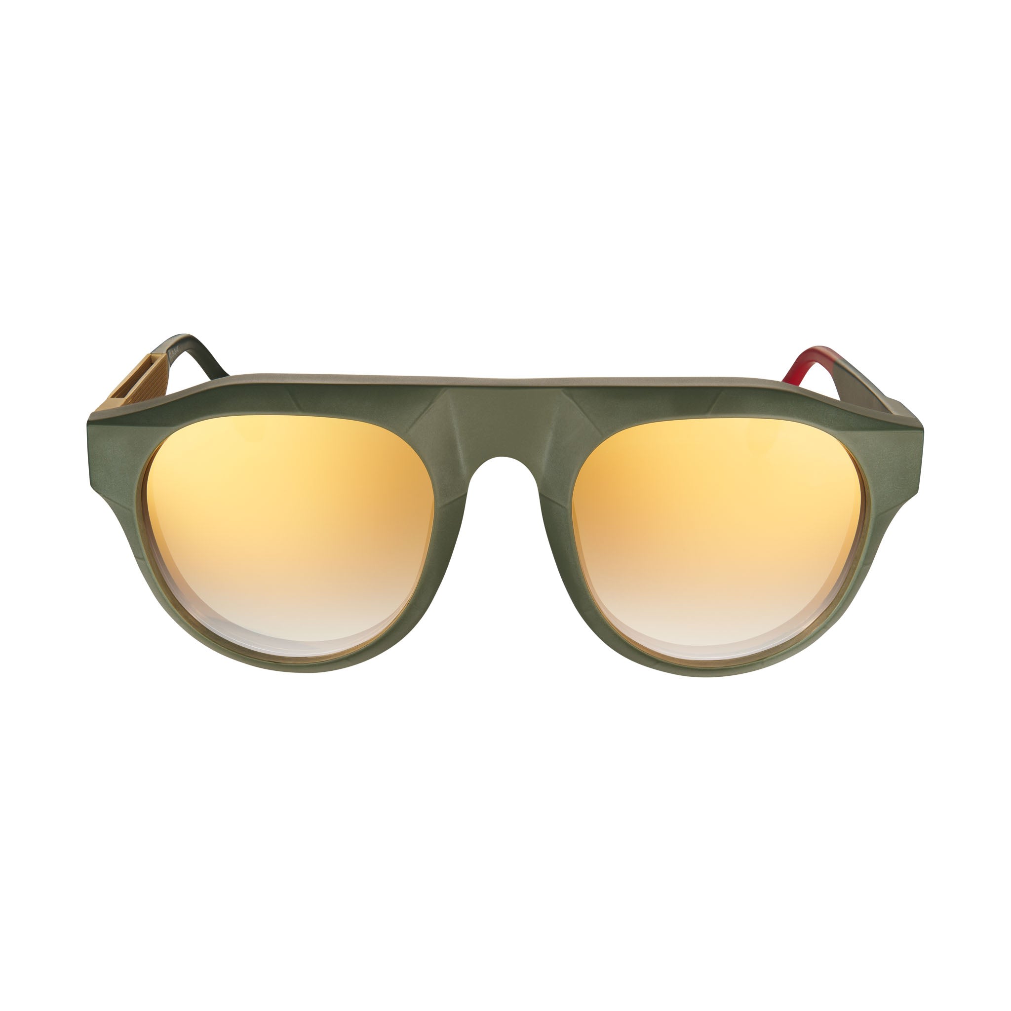 Women’s Gold / Green The Joe Dark Military Green And Gold Temple Large Vysen Eyewear