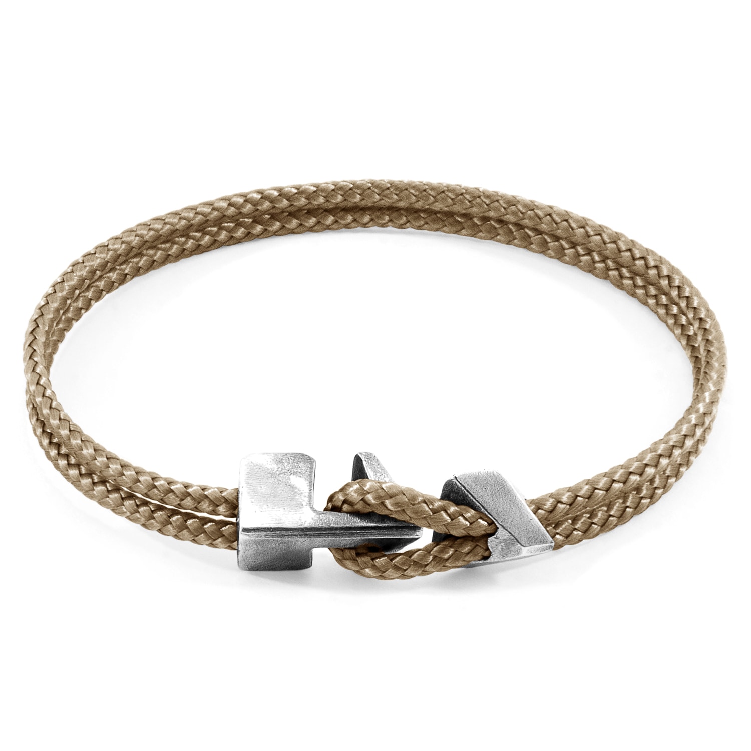 Men’s Sand Brown Brixham Silver & Rope Bracelet Anchor & Crew