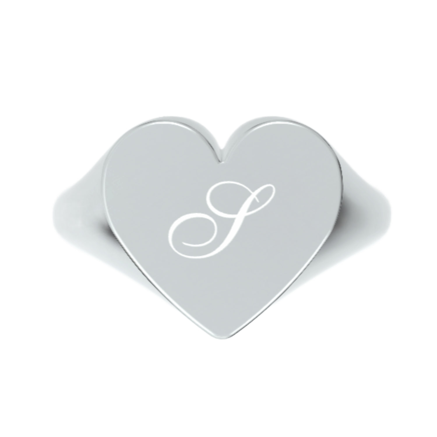 Unaloe Women's Custom Heart Shaped Chevalier Ring In Sterling Silver With -s- Initial
