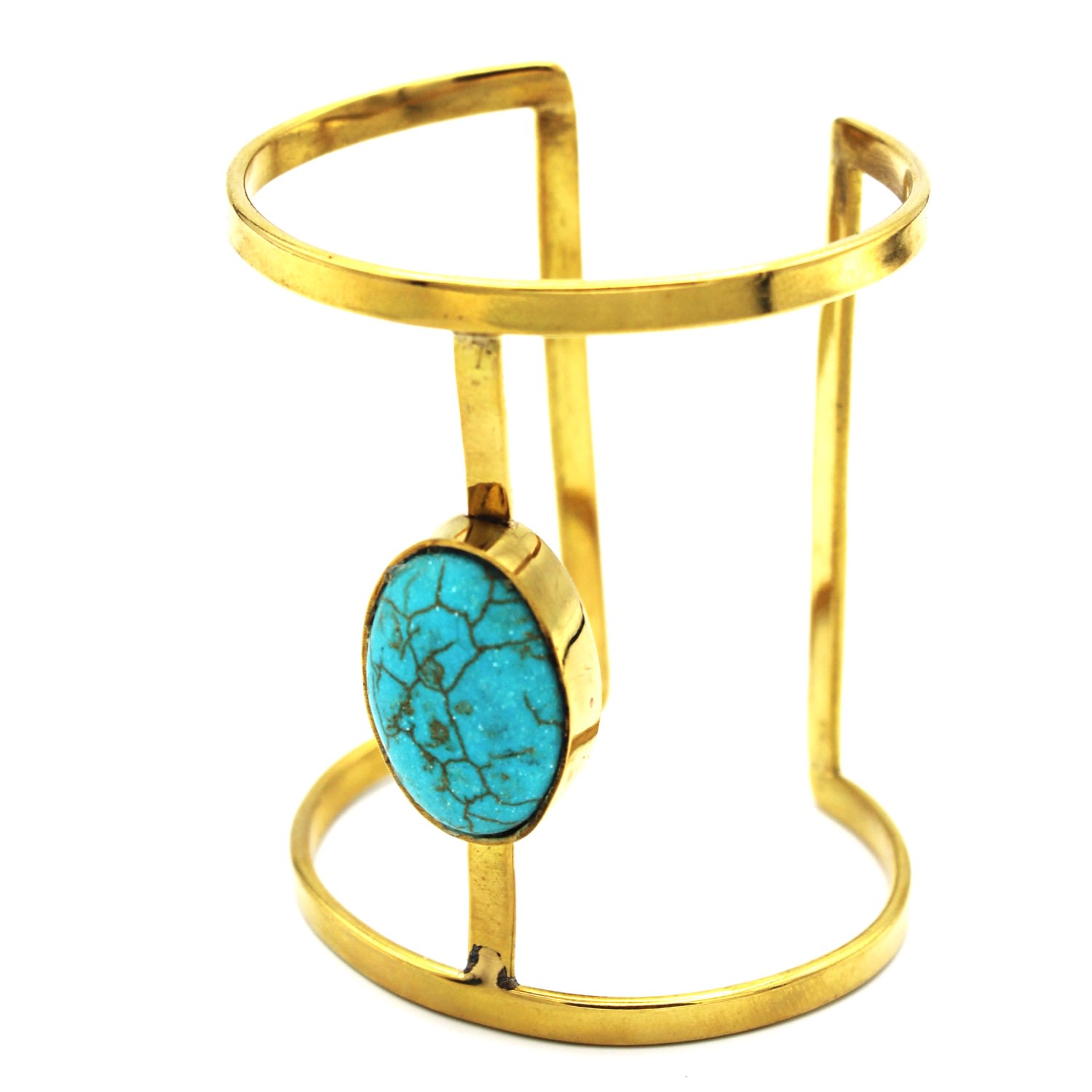 Lala Salama Women's Gold Turquoise Stone Cuff In Gold