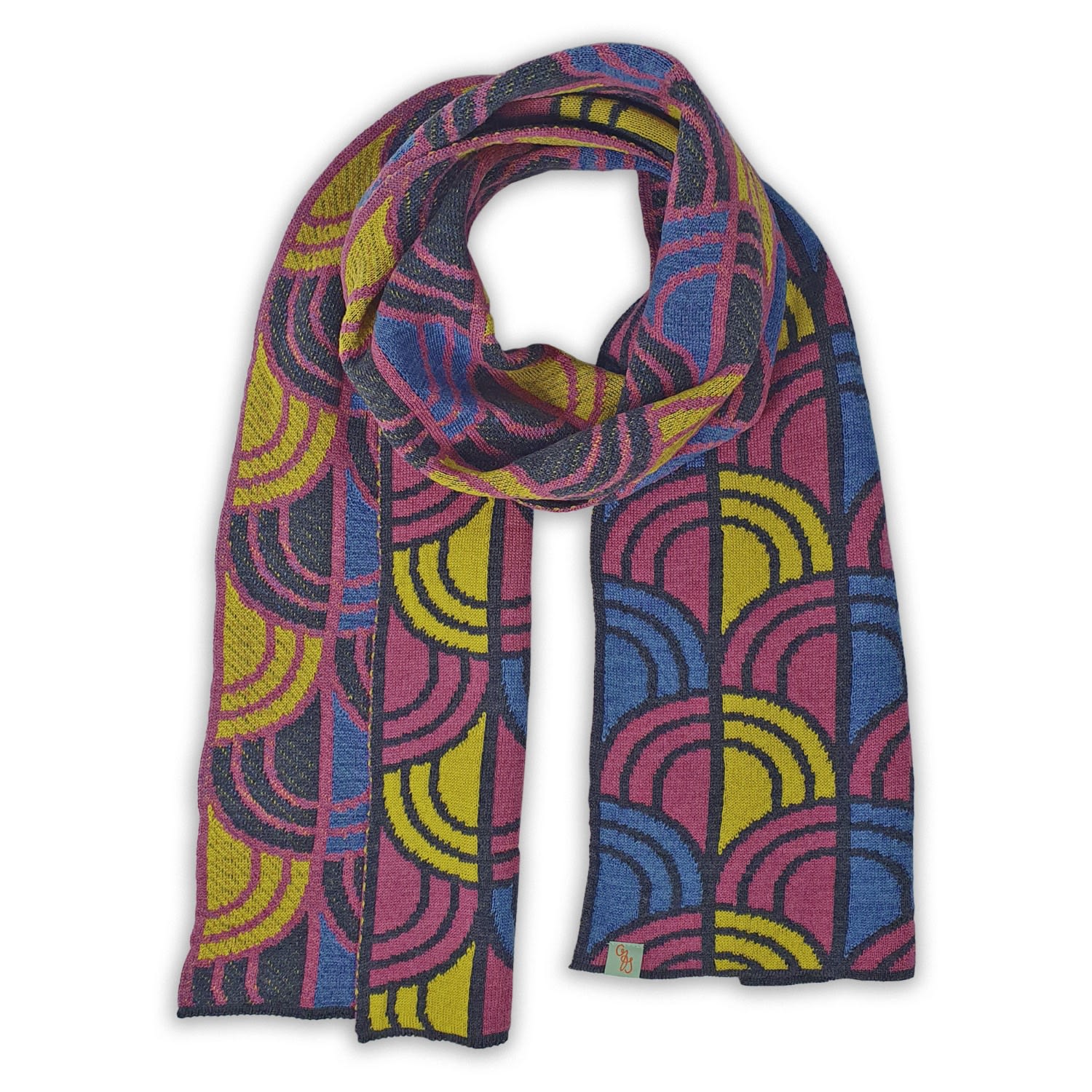 Otto & Spike Women's Blue / Pink / Purple Scarves - Window - Wedgewood Blue, Musk Pink In Multi