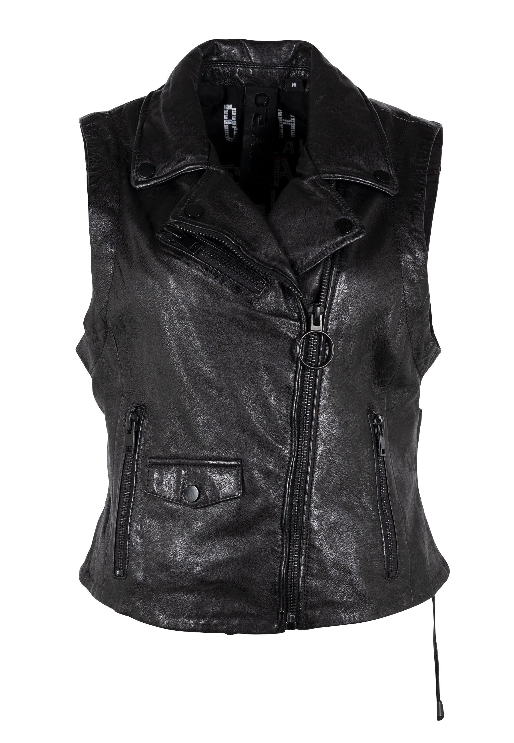 Women’s Lovy Leather Vest, Black Extra Large Mauritius