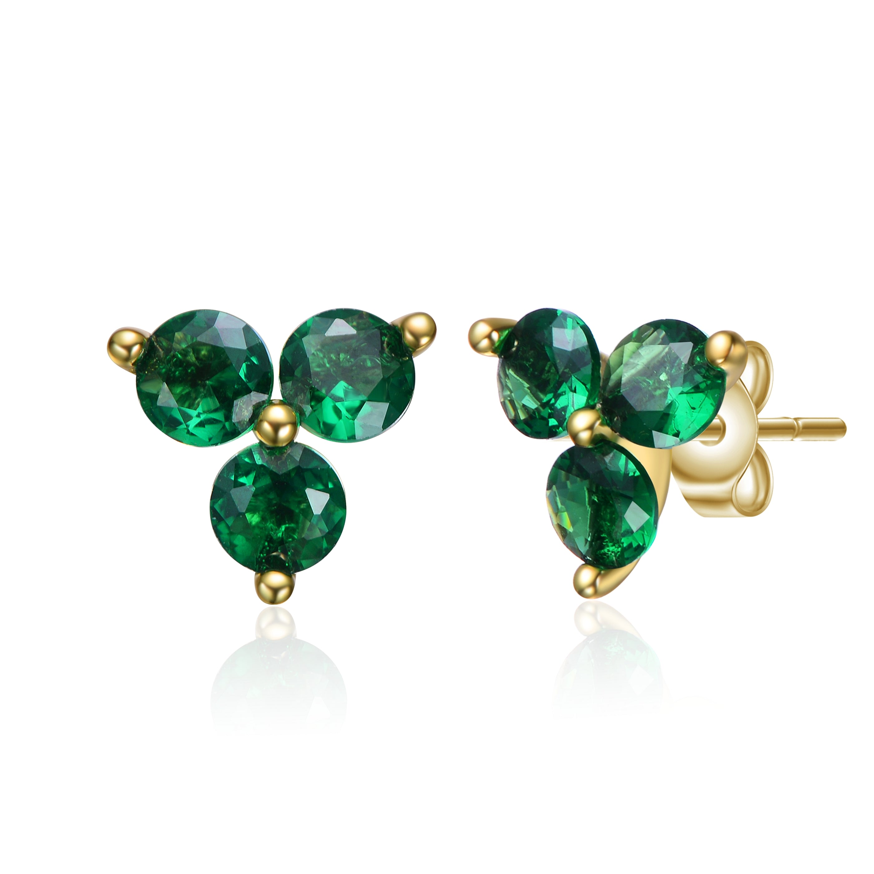 Genevive Jewelry Women's Gold / Green Rachel Glauber Gold Plated Nano Green Cubic Zirconia Stud Earrings In Multi