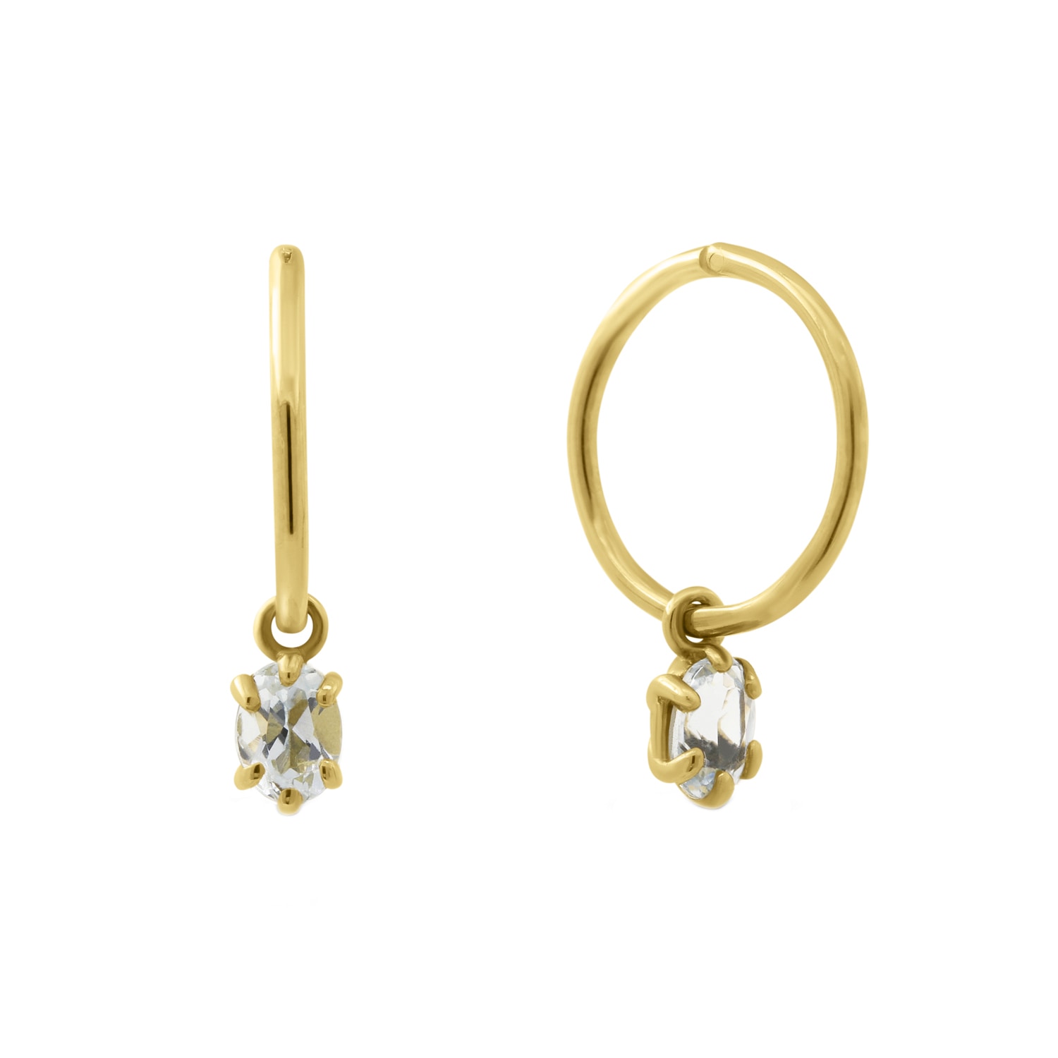 Women’s Aquamarine Clicker Hoop Earrings - Gold Lee Renee