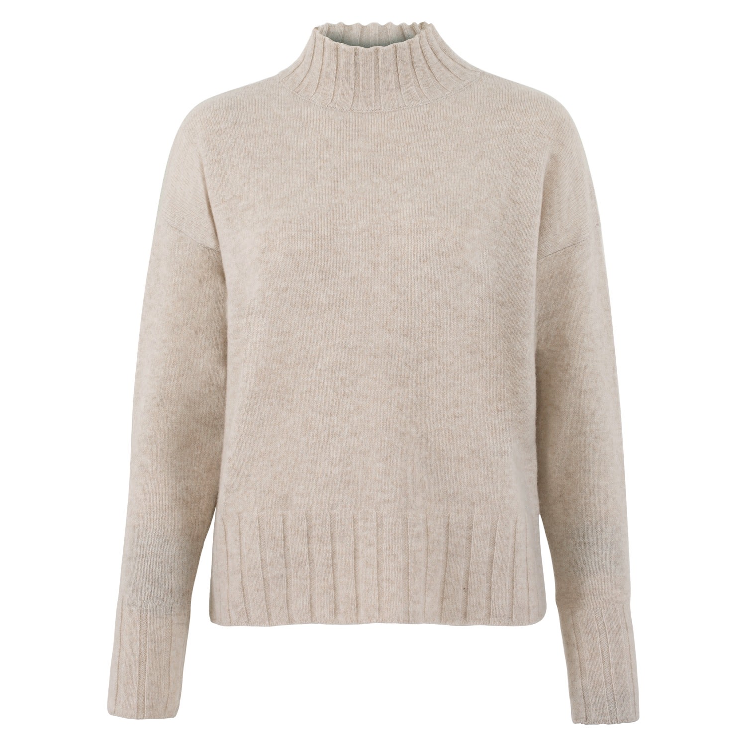 Neutrals Womens Lambswool Lola Grown On Neck Jumper - Linen Large Paul James Knitwear