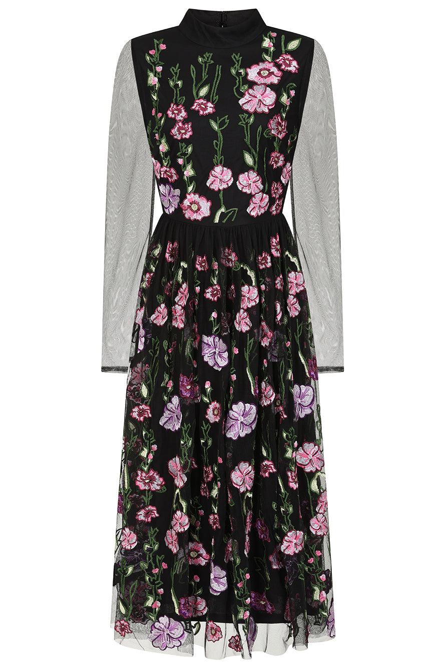 sachin and babi light blue dress De La Rosa Floral Embroidered Mexican Dress- Vestido Mexicano Bordado